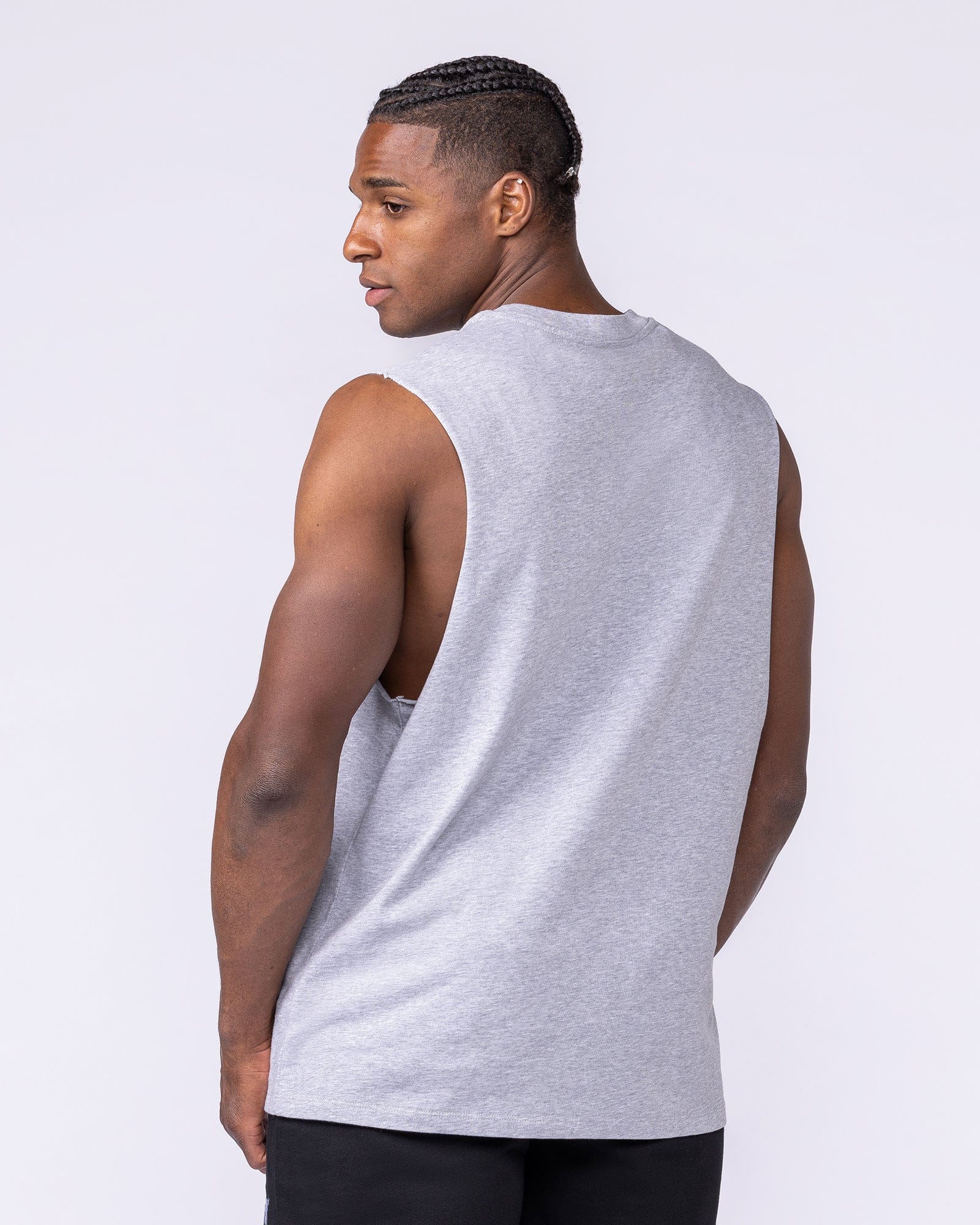 Lifestyle Training Tank Light Grey Marl - Muscle Nation men's muscle tank, view 2