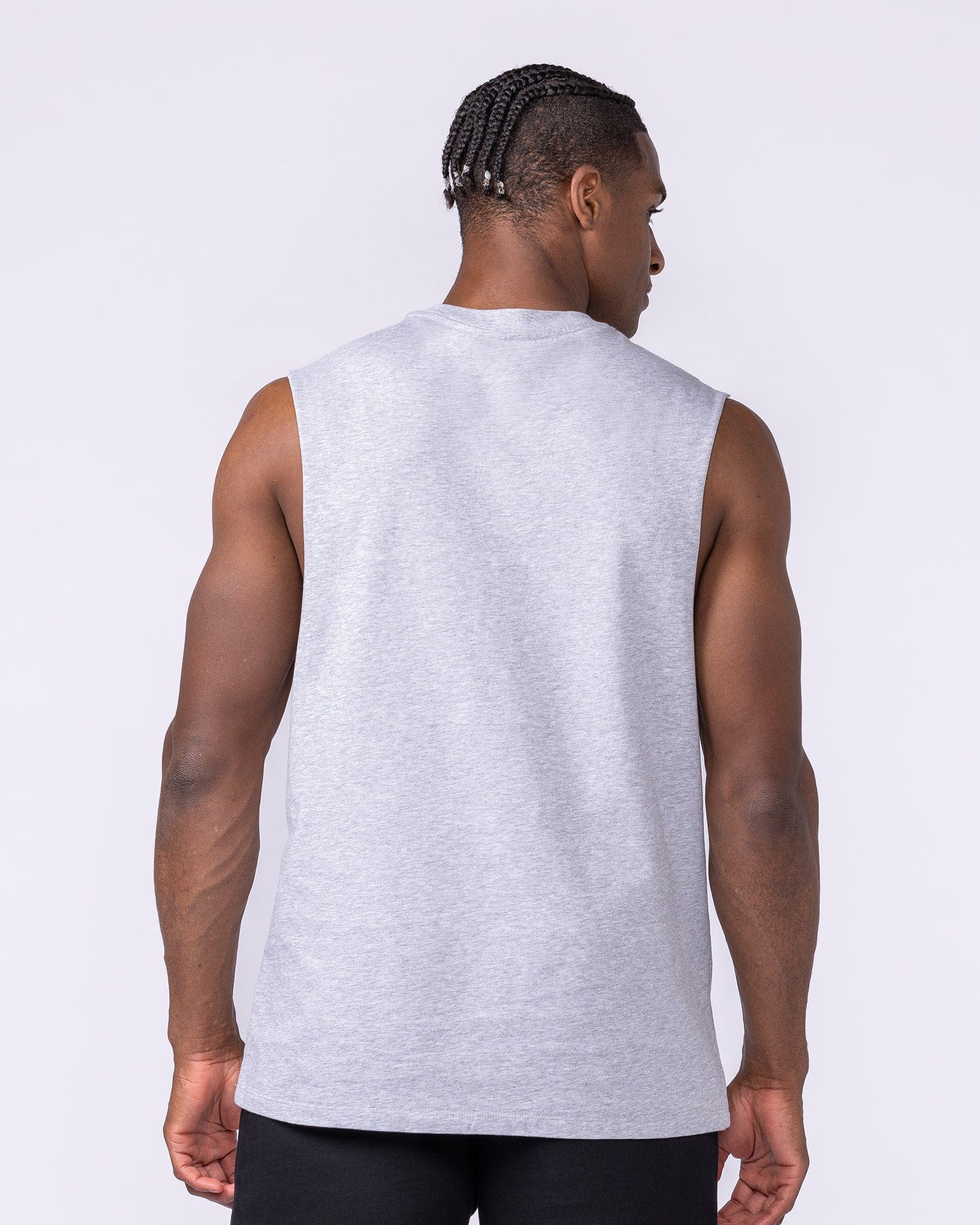 Lifestyle Training Tank Light Grey Marl - Muscle Nation men's muscle tank, view 4