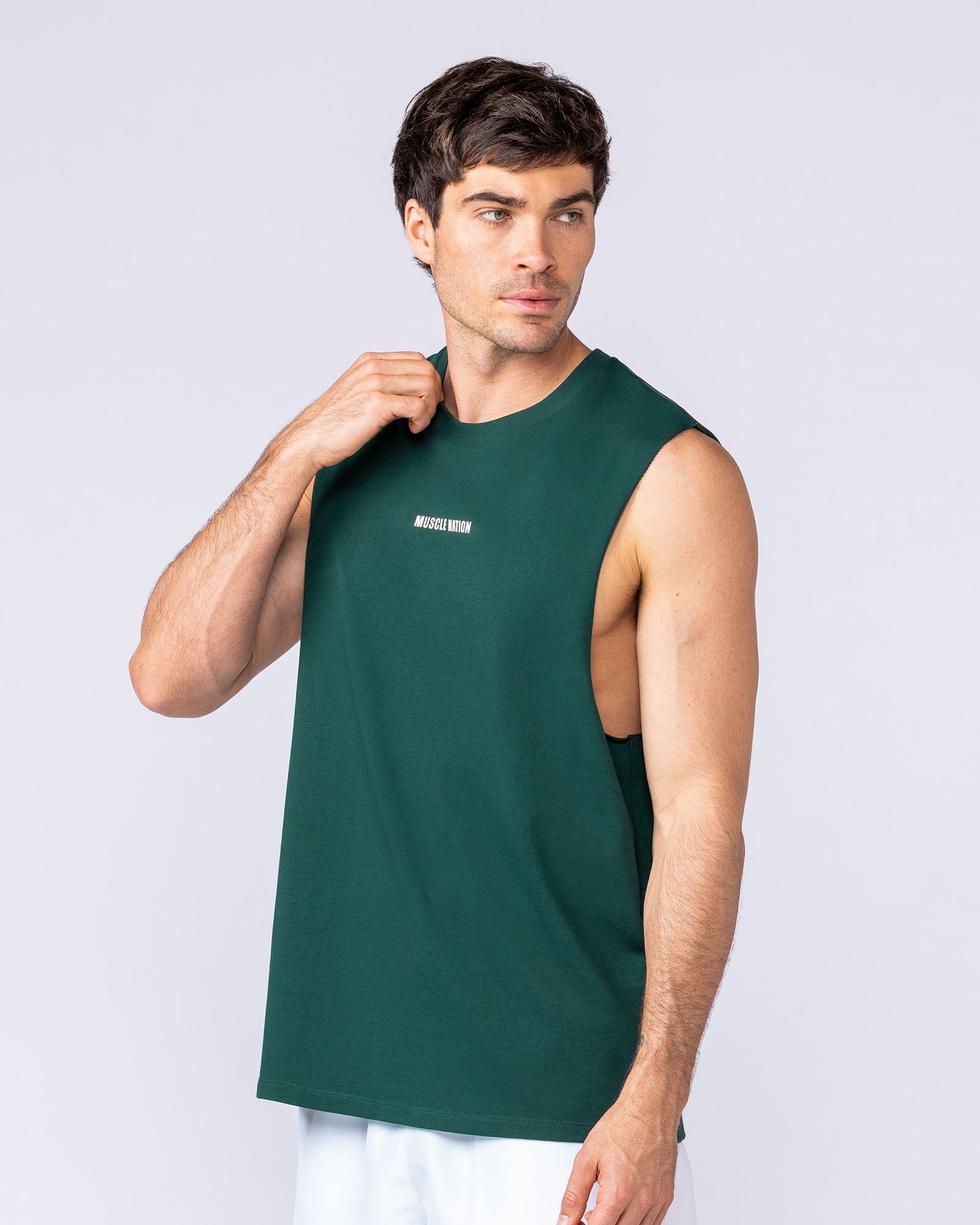 Lifestyle Training Tank Sporting Green - Muscle Nation men's muscle tank, view 3