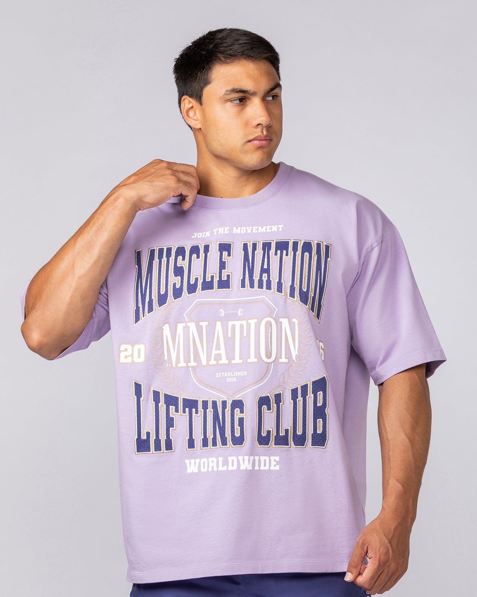 Lifting Club Pump Cover in Lavender - Muscle Nation men's gym tee