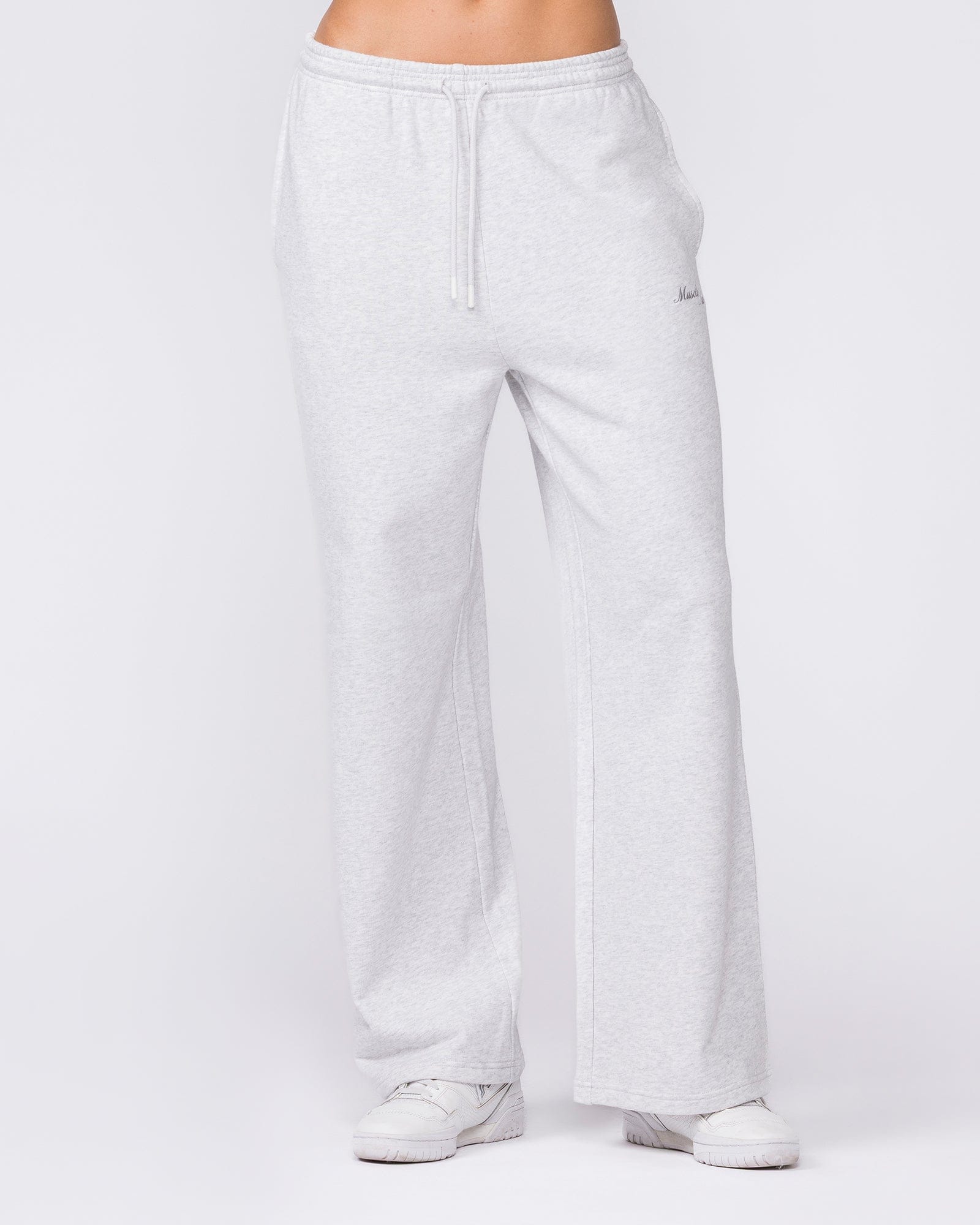 Loopback Straight Leg Trackies Snow Grey Marl - Muscle Nation women's trackpants, view 4