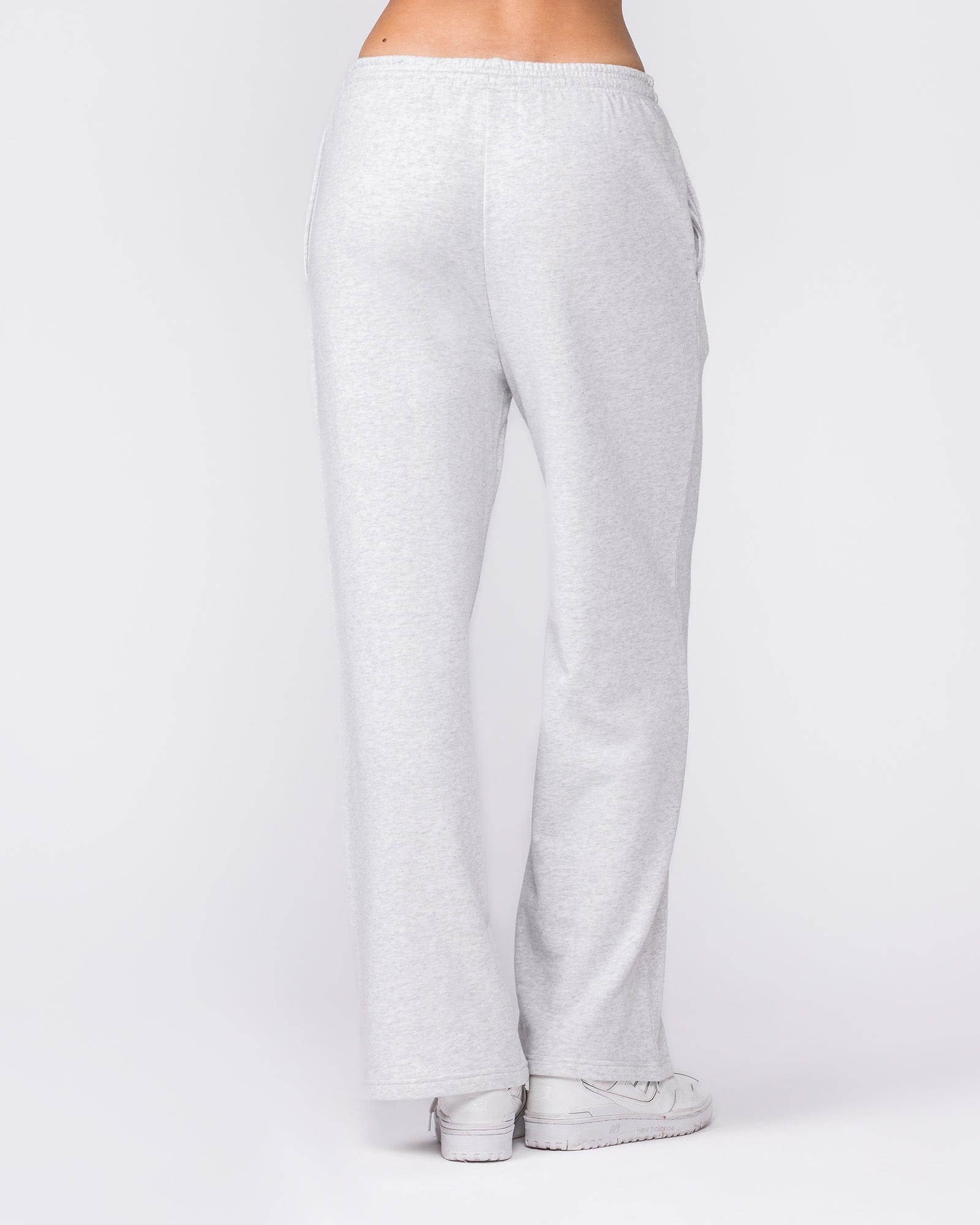 Loopback Straight Leg Trackies Snow Grey Marl - Muscle Nation women's trackpants, view 5