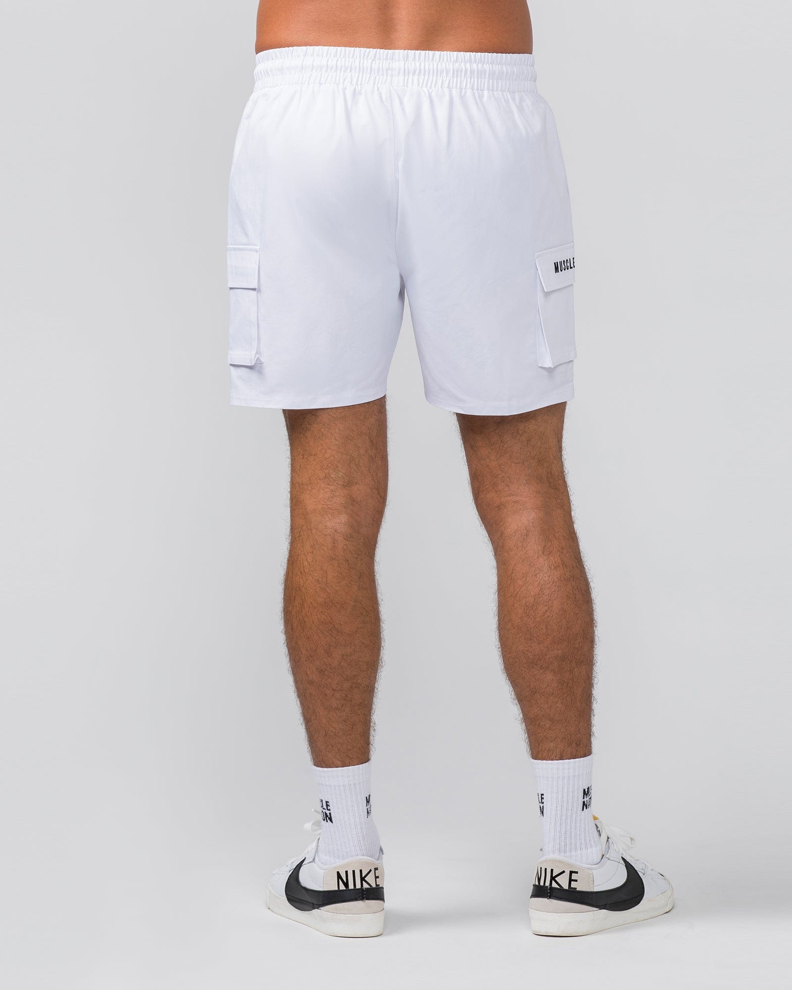 Daily Cargo 5" Shorts White - Muscle Nation men's cargo shorts, view 4