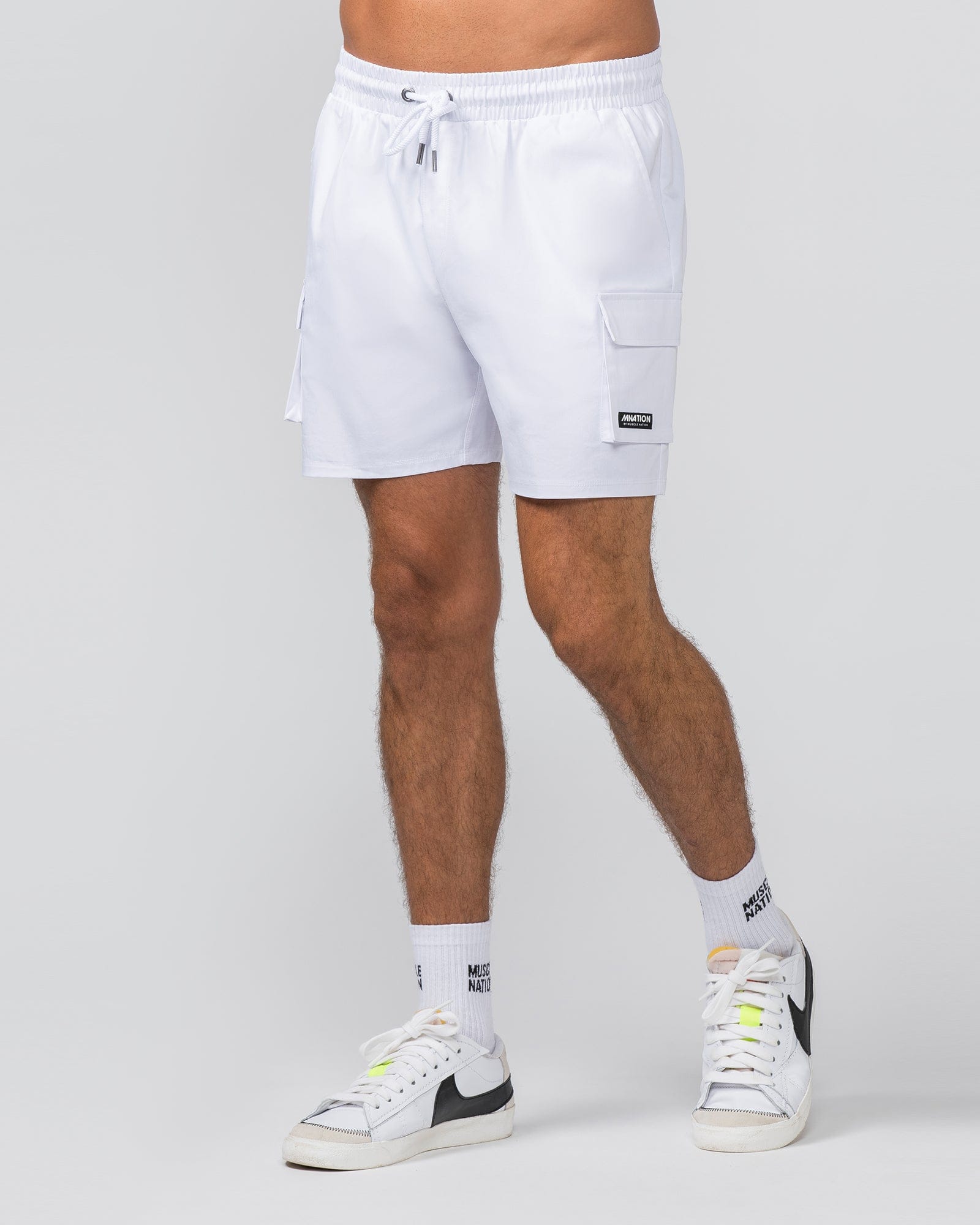 Daily Cargo 5" Shorts White - Muscle Nation men's cargo shorts, view 2