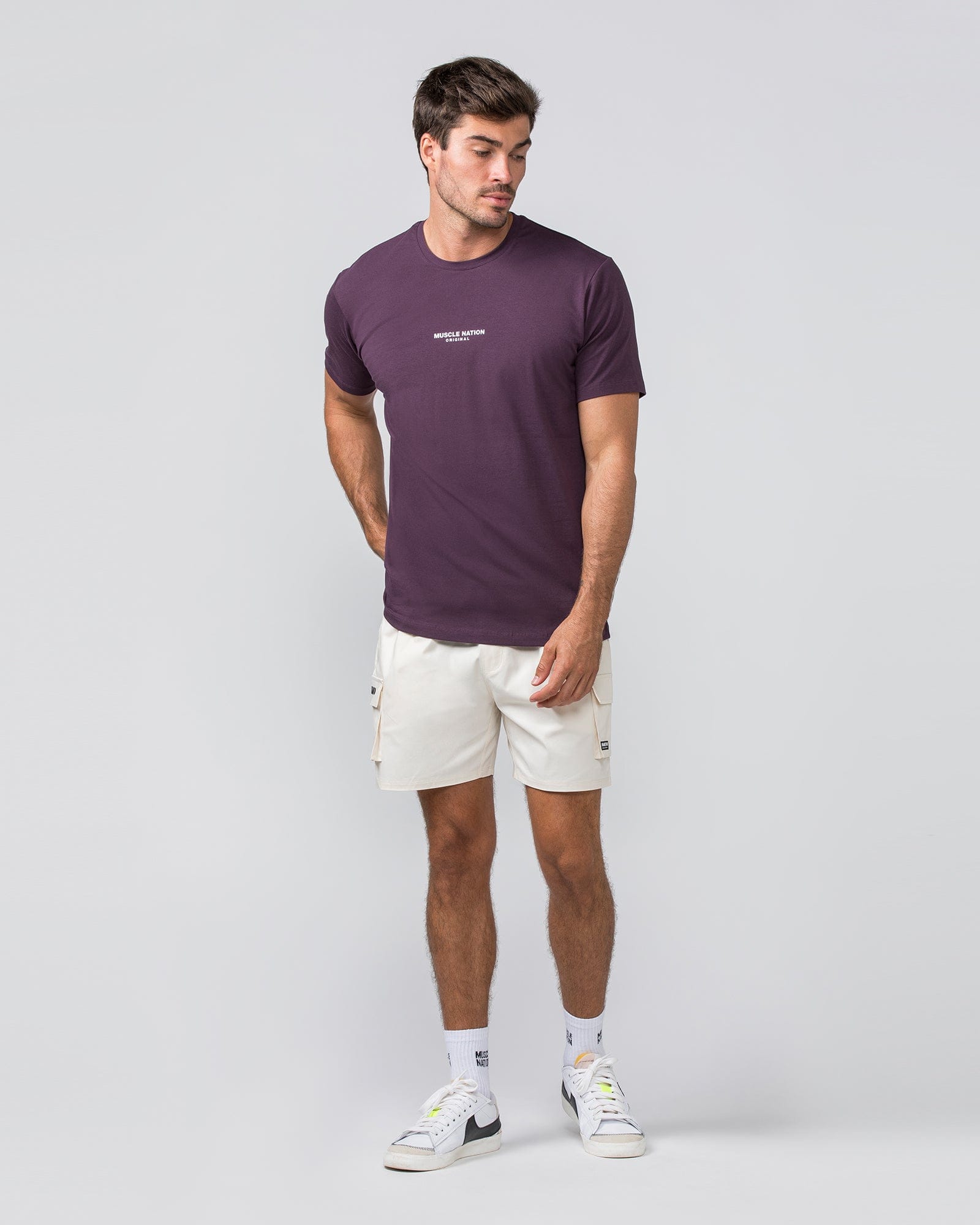 Daily Cargo 5" Shorts Travertine - Muscle Nation men's cargo shorts, view 6