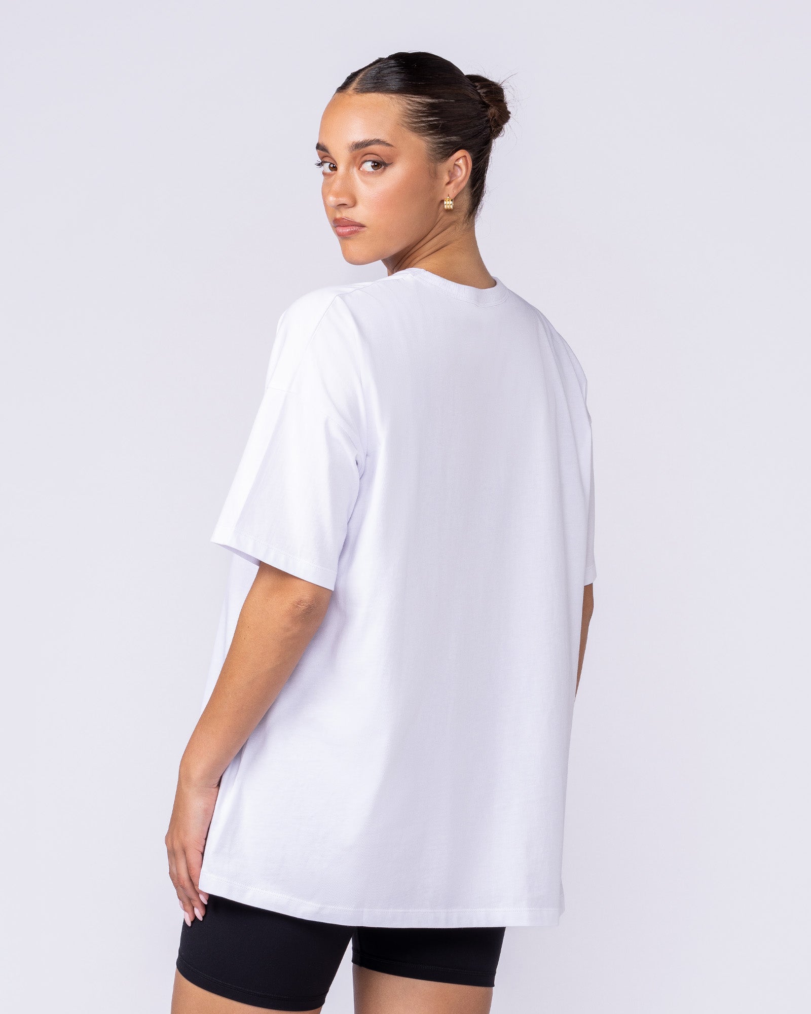 MN Saloon Oversized Tee White - Muscle Nation women's gym tee, view 2