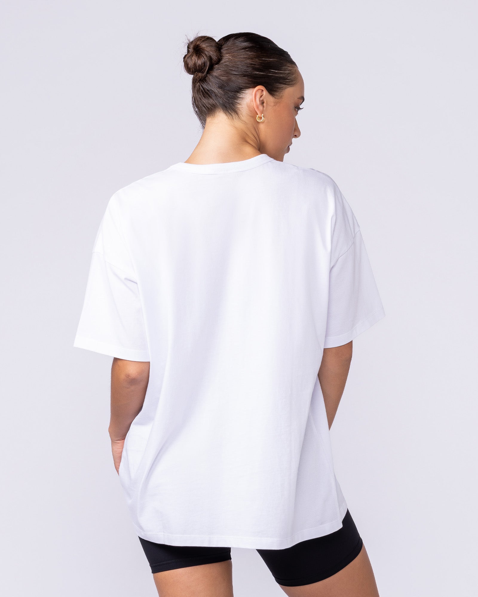 MN Saloon Oversized Tee White - Muscle Nation women's gym tee, view 5