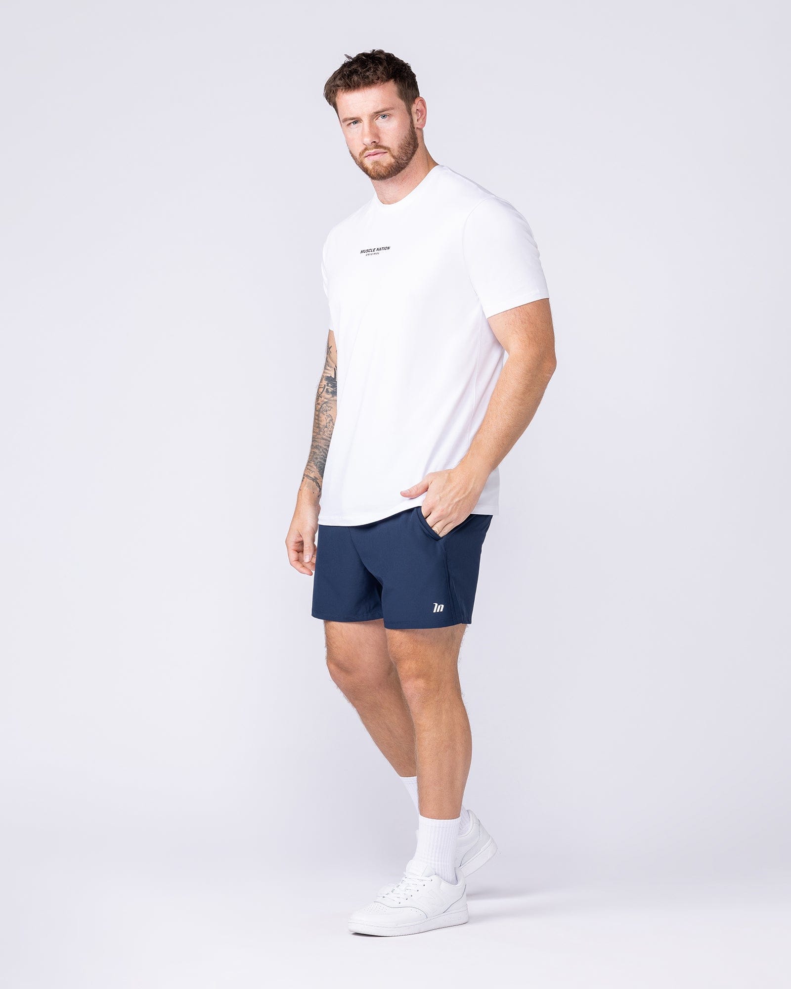 New Heights 4" Shorts Navy - Muscle Nation men's gym shorts, view 6