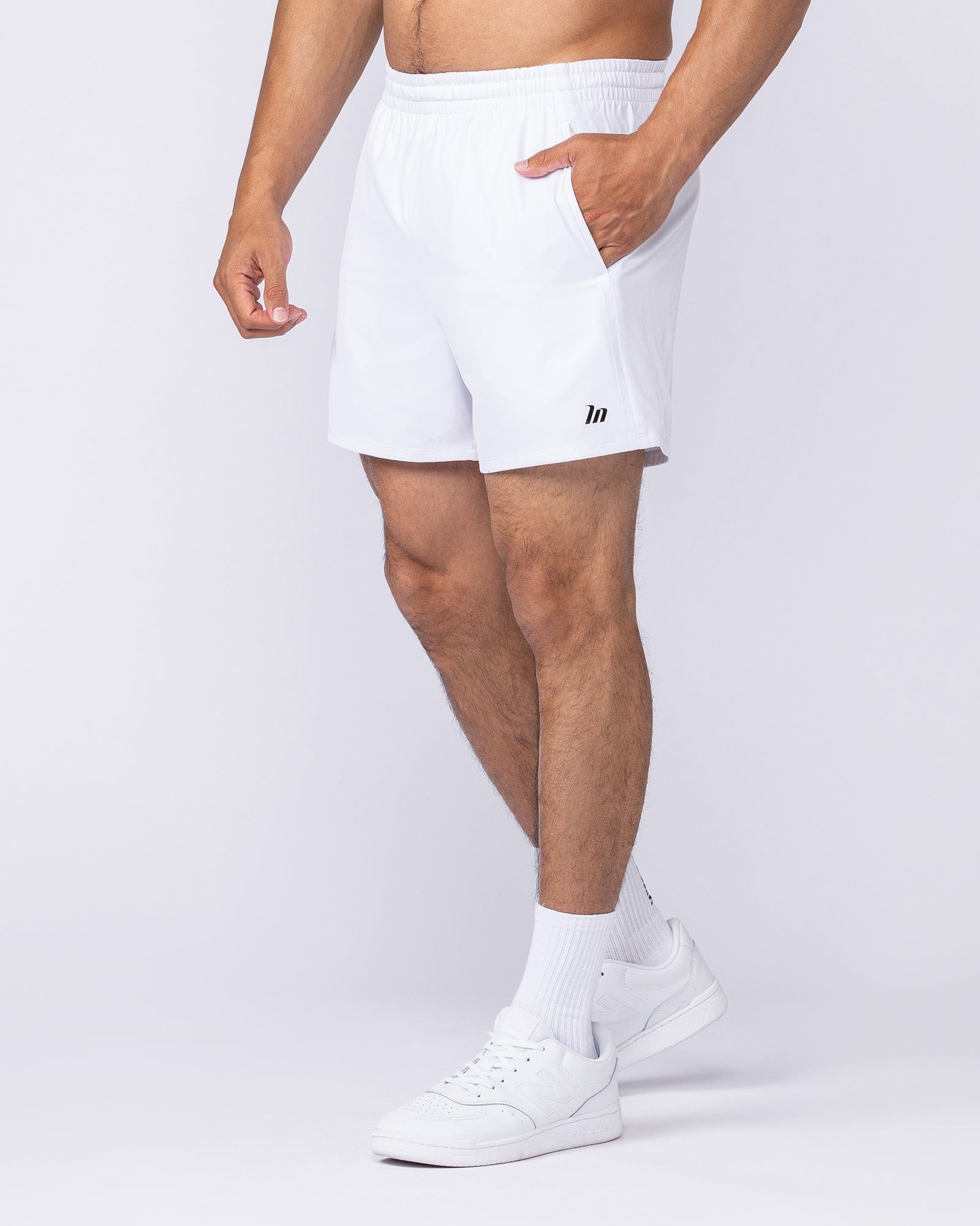 New Heights 4" Shorts White - Muscle Nation men's gym shorts