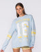 Numero Loopback Oversized Long Sleeve Top Blue Bell - Muscle Nation women's long sleeve tee, view 3