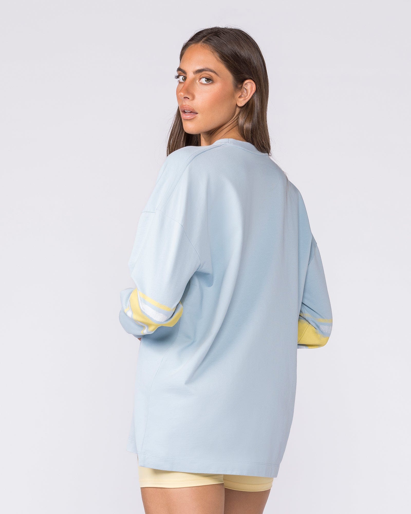 Numero Loopback Oversized Long Sleeve Top Blue Bell - Muscle Nation women's long sleeve tee, view 2