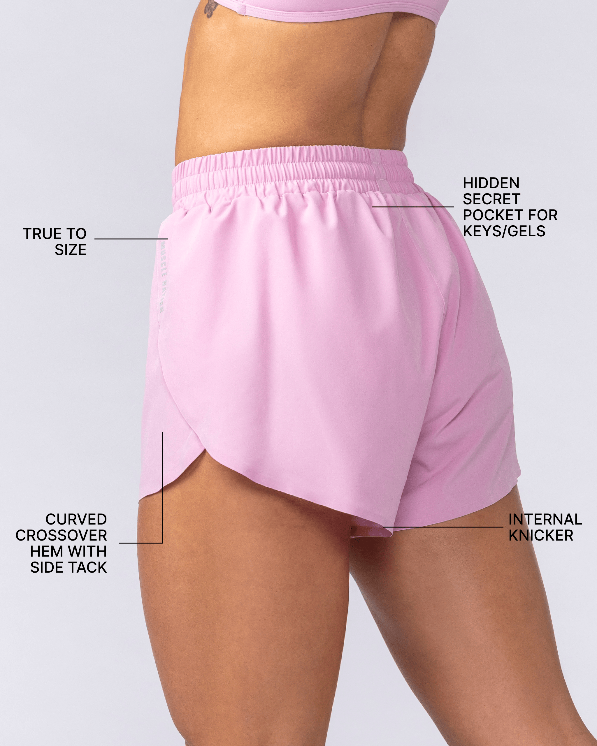 Pace 3" High-Waisted Run Shorts - Vintage Pink