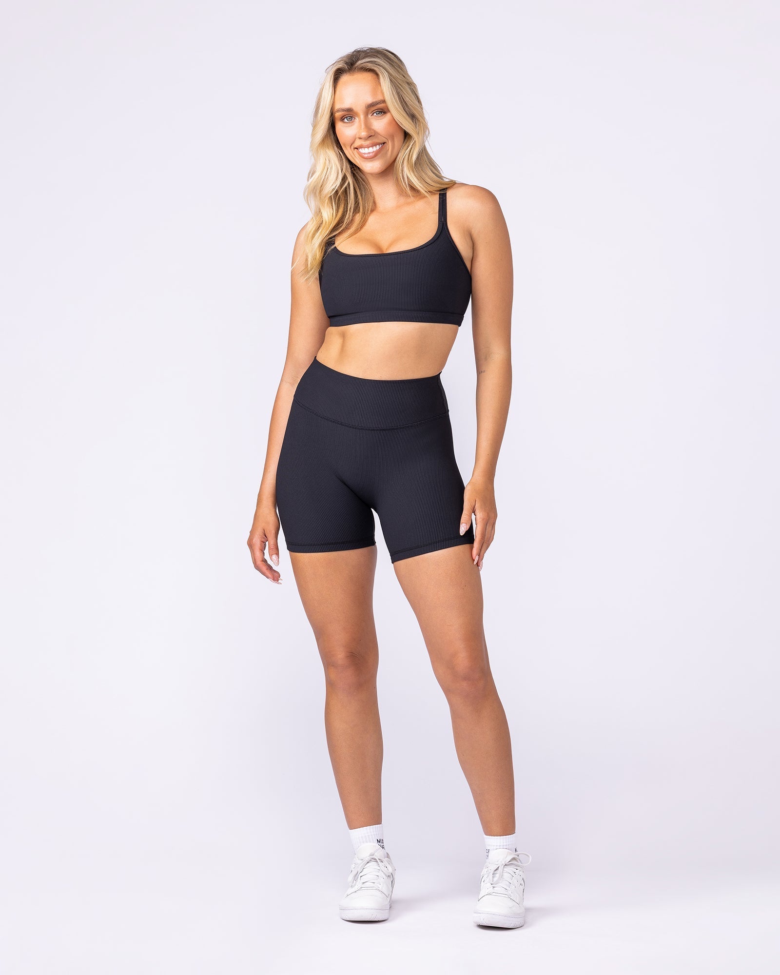 Pace It Rib Bra Black - Muscle Nation women's sports bra, view 5