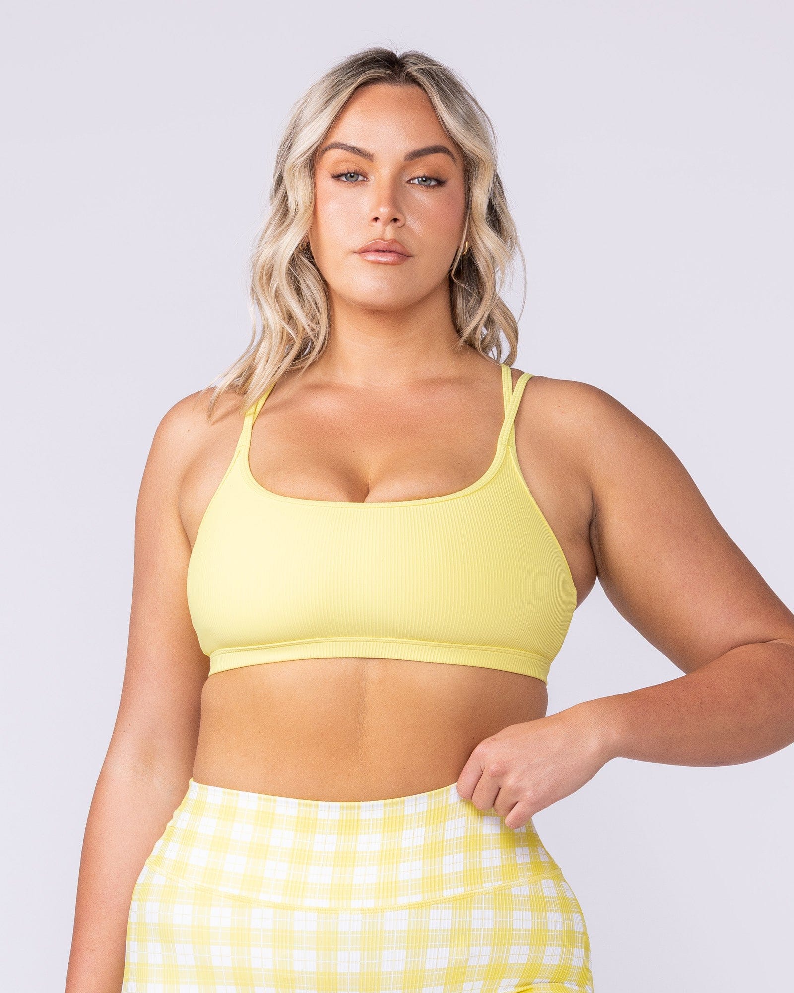 Pace It Rib Bra Sunshine - Muscle Nation women's sports bra