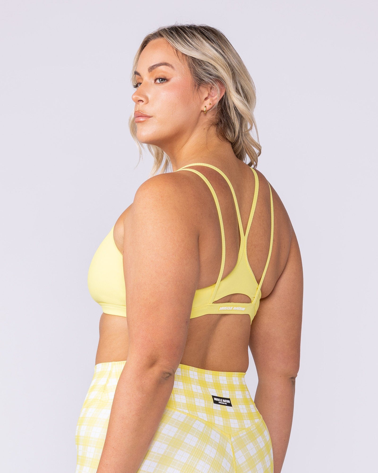 Pace It Rib Bra Sunshine - Muscle Nation women's sports bra, view 2