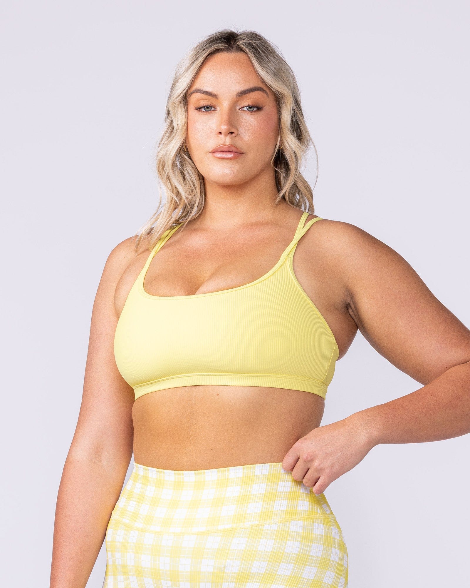 Pace It Rib Bra Sunshine - Muscle Nation women's sports bra, view 3