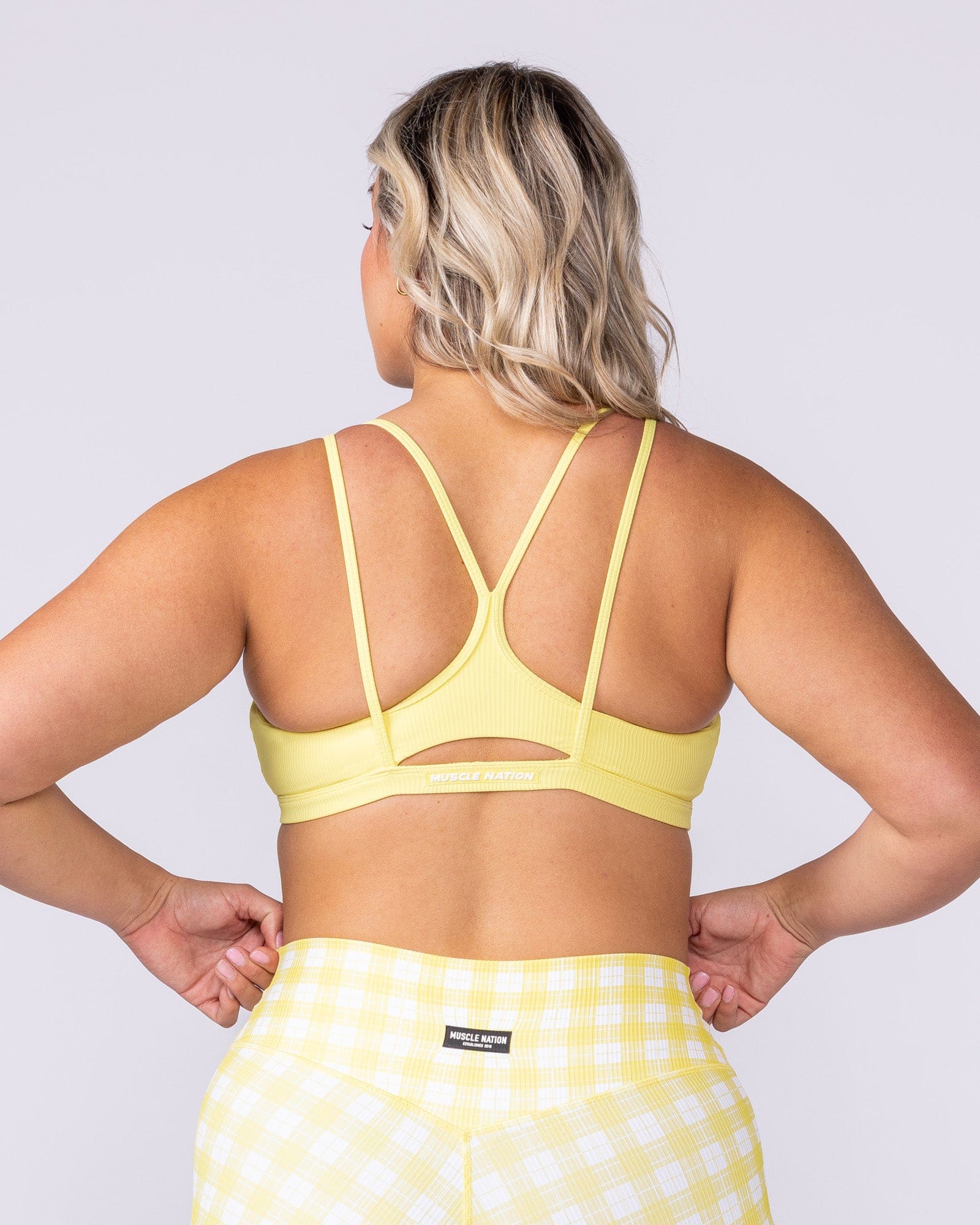 Pace It Rib Bra Sunshine - Muscle Nation women's sports bra, view 4