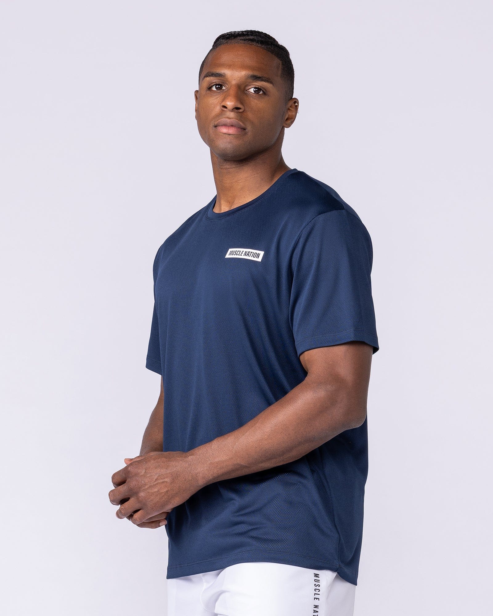 Relaxed Active Tee in Navy - Muscle Nation men's training tee, view 4