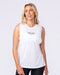 Results Drop Arm Tank White - Muscle Nation women's tank top