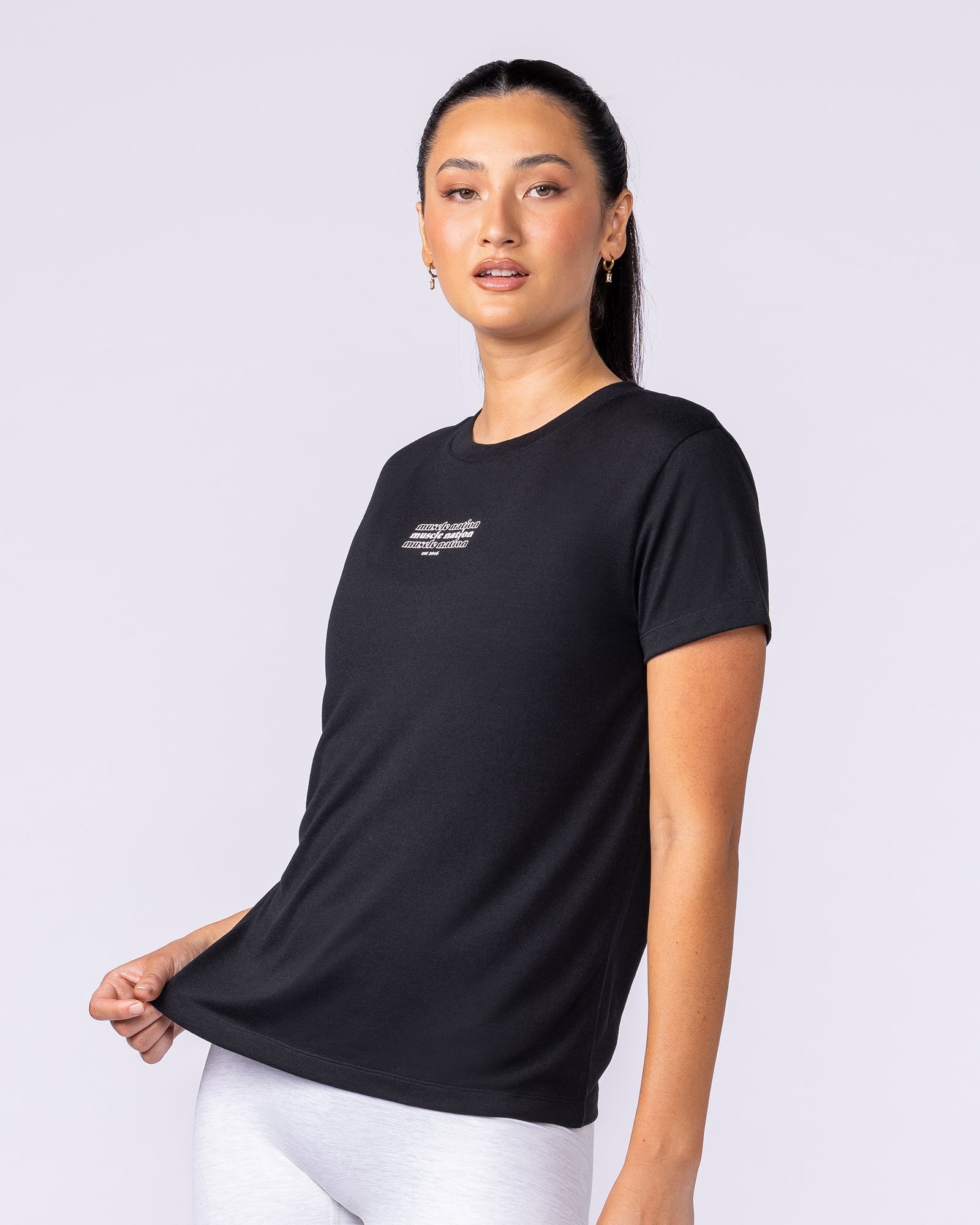 Results Training Tee Black - Muscle Nation women's top, view 3