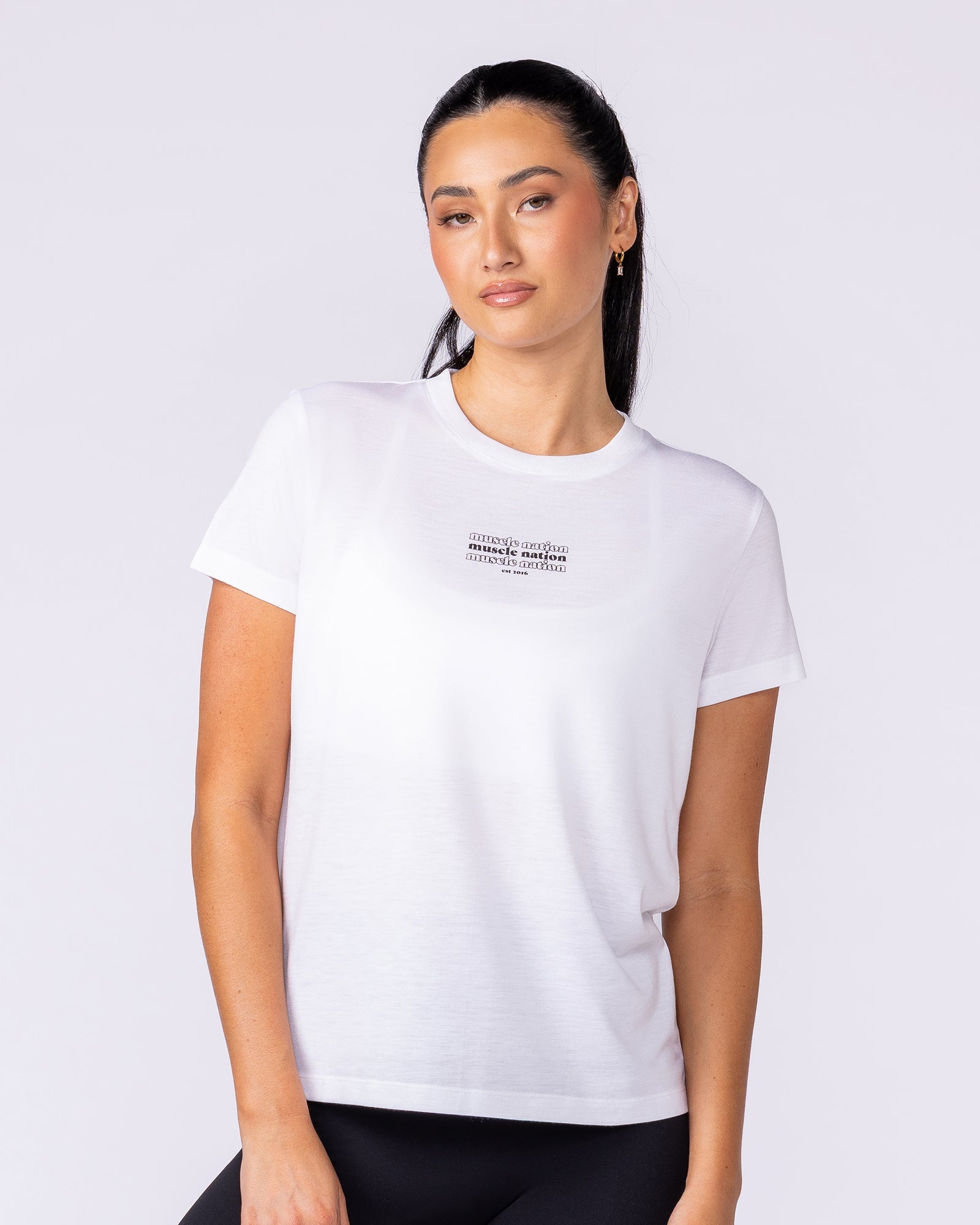 Results Training Tee White - Muscle Nation women's top