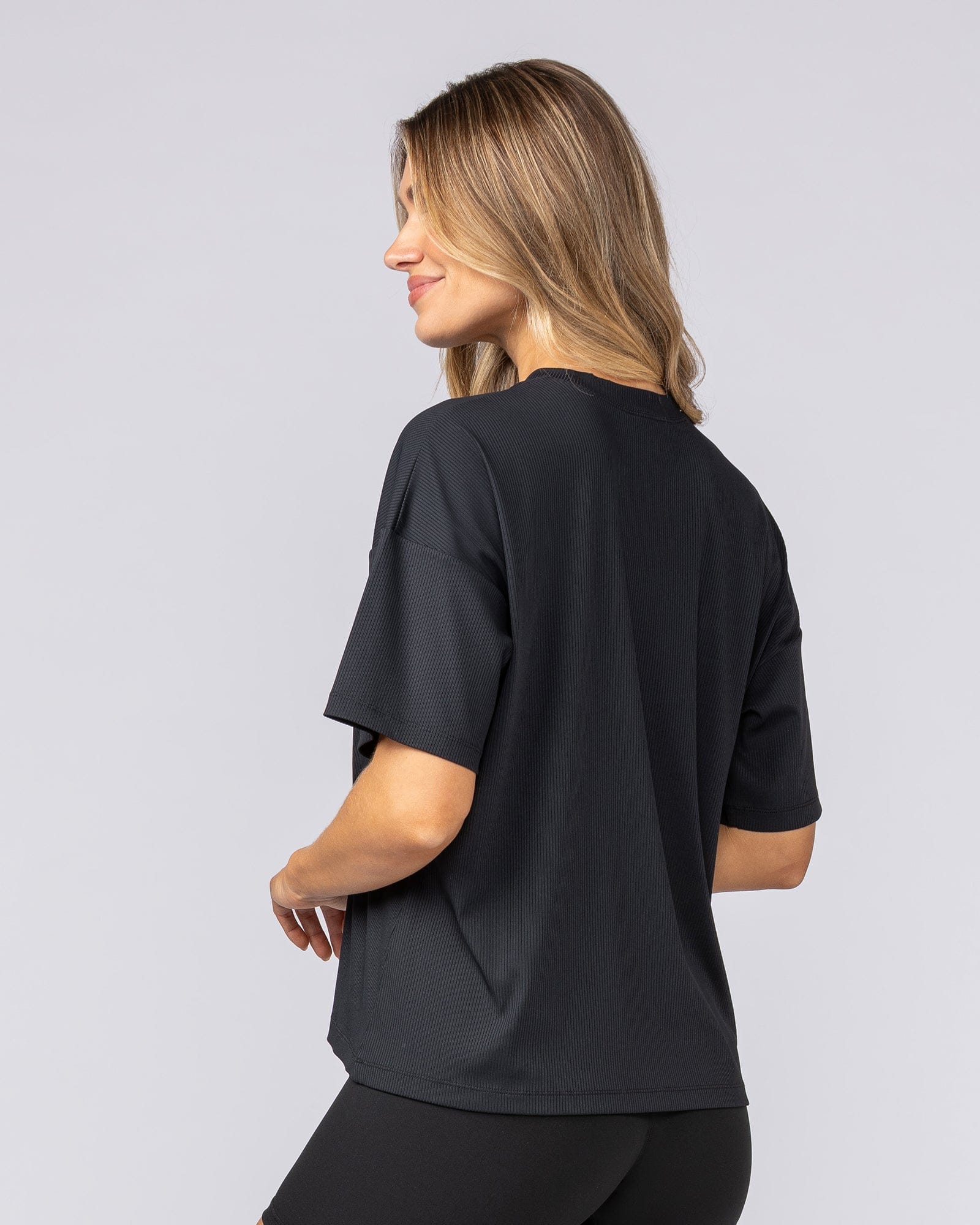 Rib Boxy Training Tee Black - Muscle Nation women's gym tee, view 3