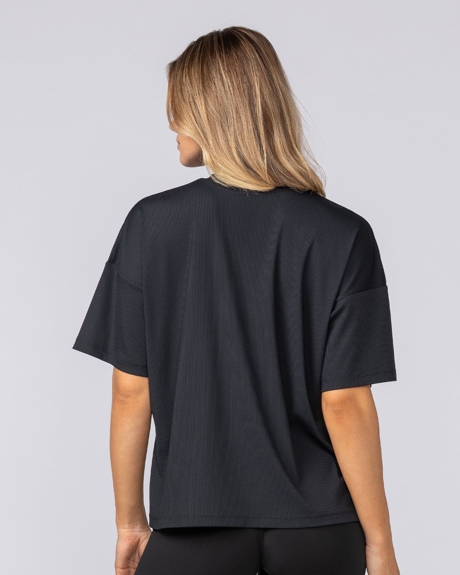 Rib Boxy Training Tee Black - Muscle Nation women's gym tee, view 4