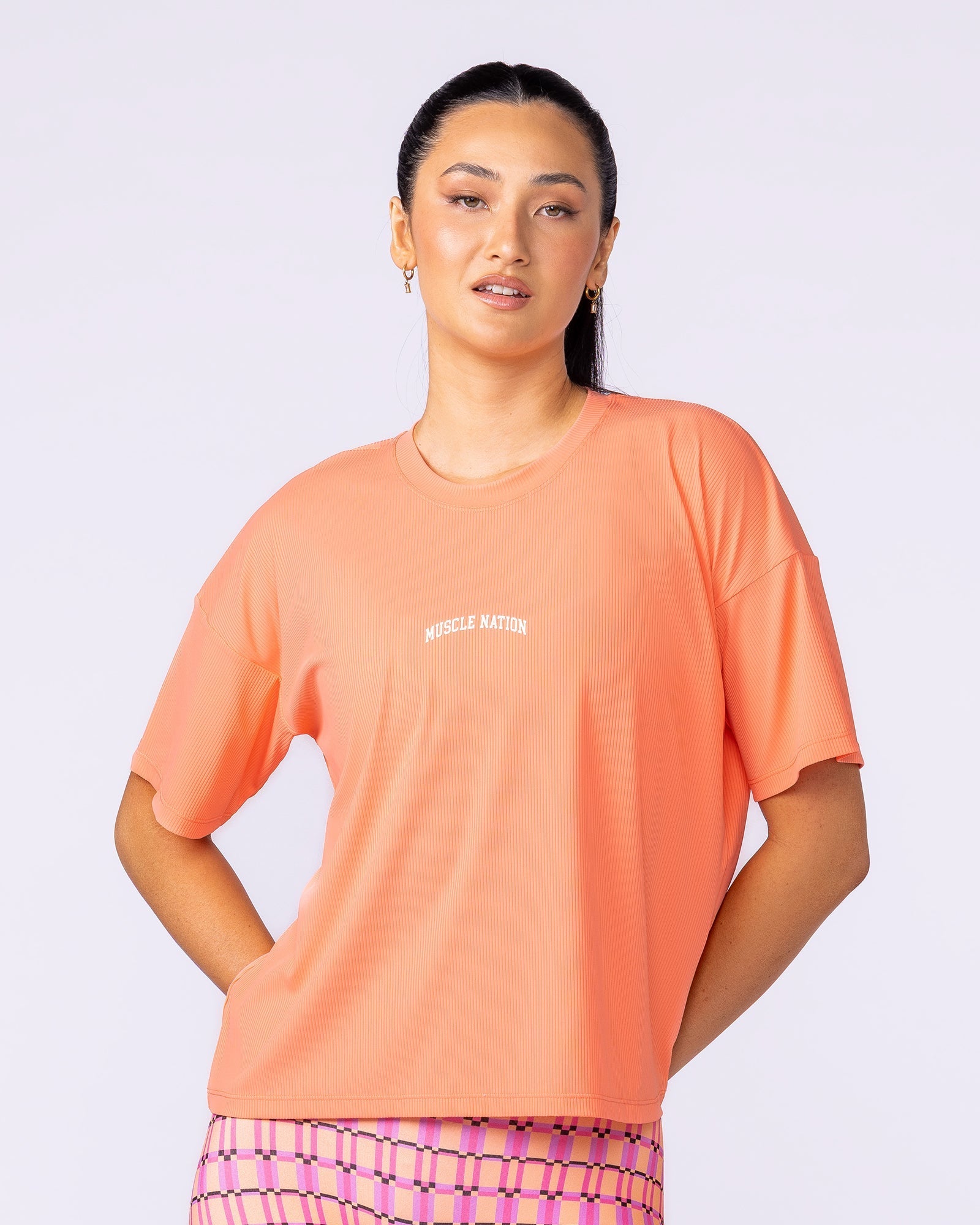 Rib Boxy Training Tee Peachy - Muscle Nation women's top