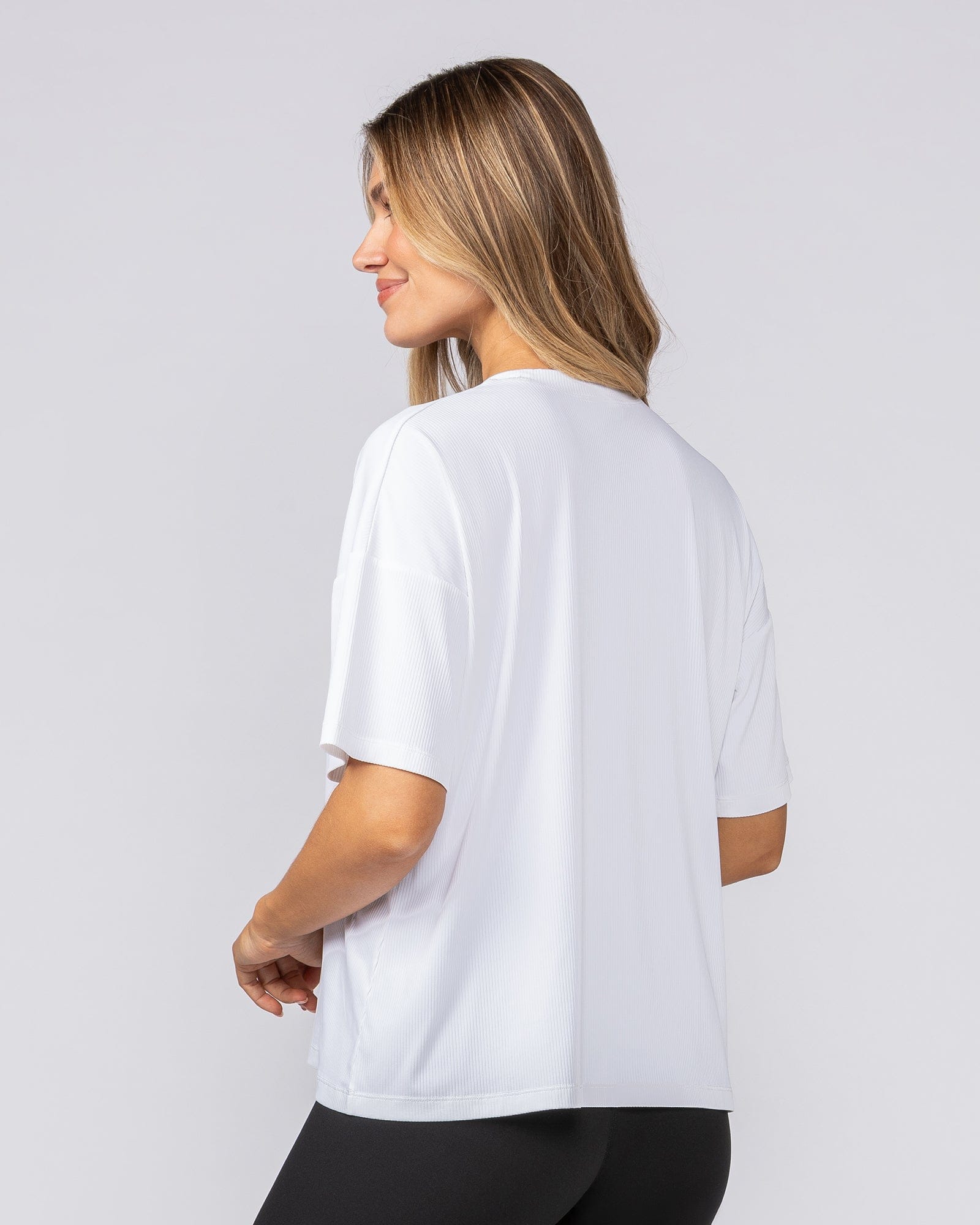 Rib Boxy Training Tee White - Muscle Nation women's gym tee, view 3