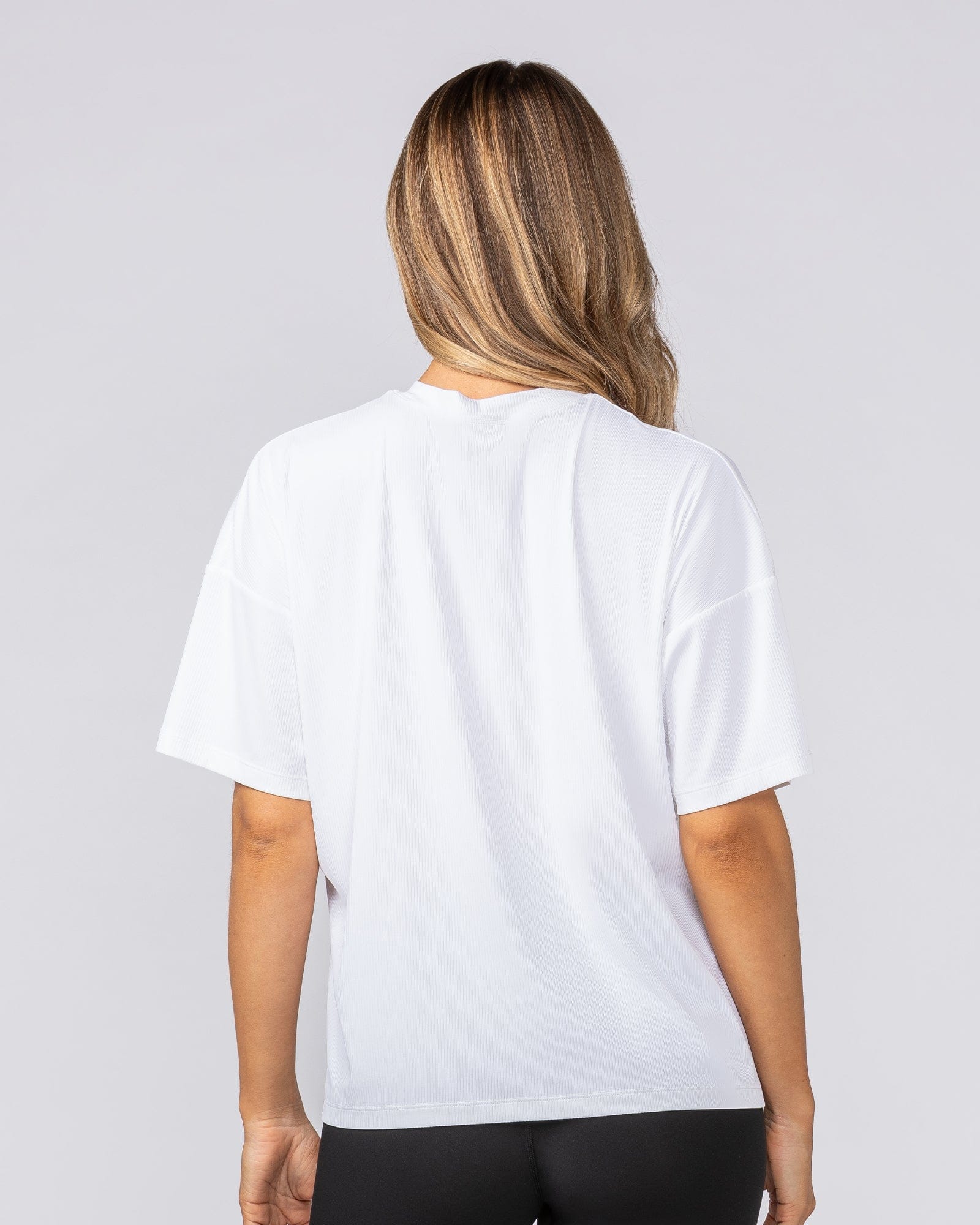 Rib Boxy Training Tee White - Muscle Nation women's gym tee, view 4