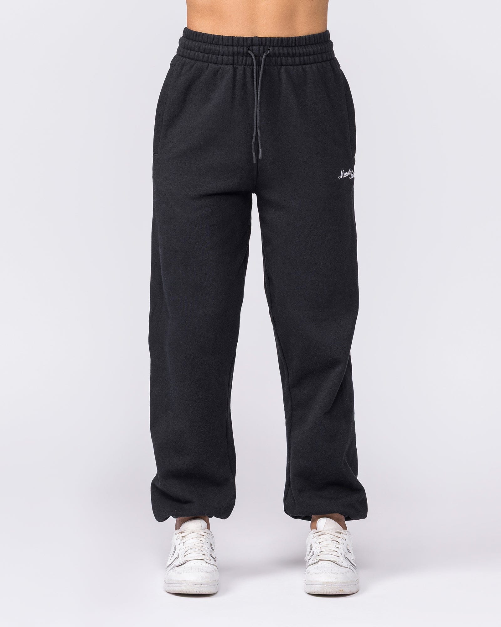 Routine Slouchy Trackies Black - Muscle Nation women's trackpants, view 4
