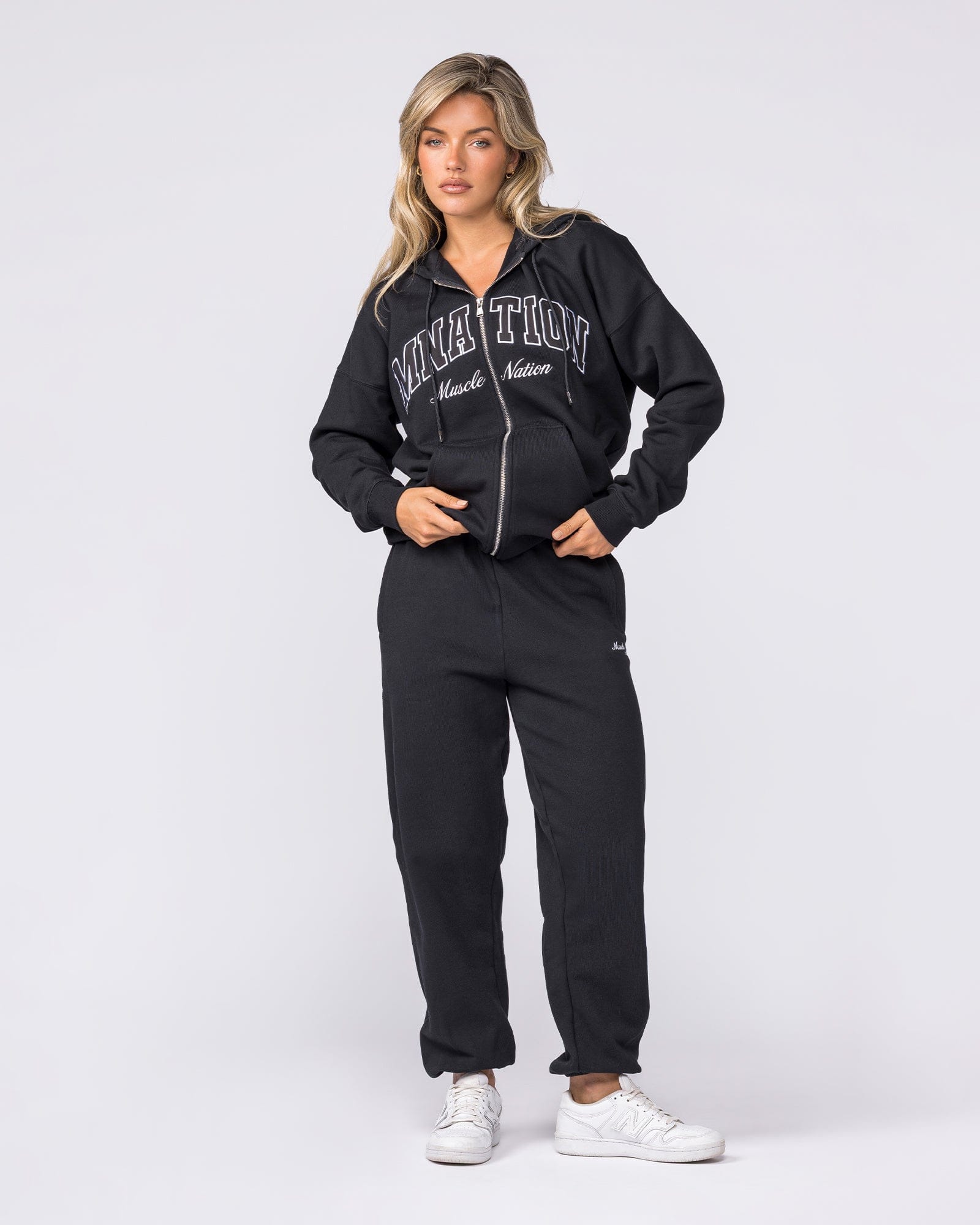 Routine Slouchy Trackies Black - Muscle Nation women's trackpants, view 7