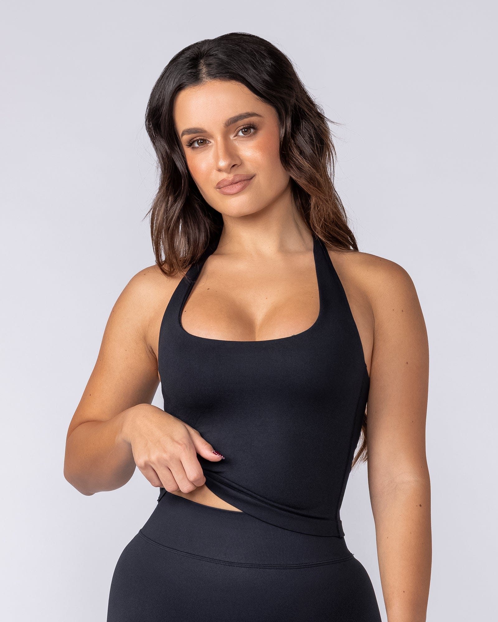 Sculpt Seamless Halter Bra Tank - Black