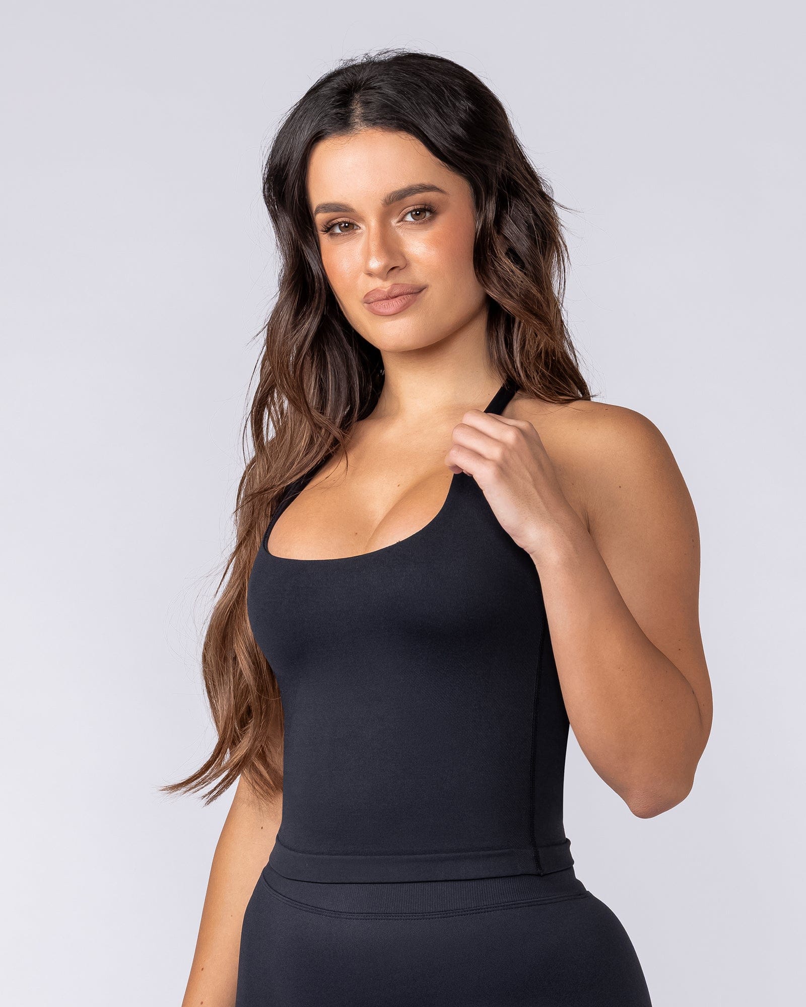 Sculpt Seamless Halter Bra Tank - Black