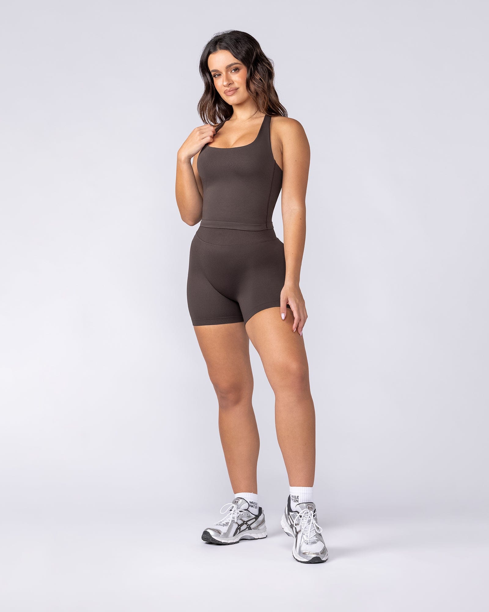 Sculpt Seamless Halter Bra Tank - Cocoa