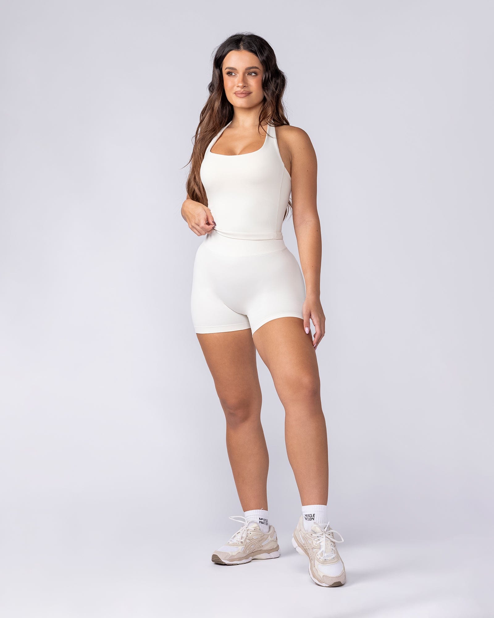 Sculpt Seamless Halter Bra Tank - Travertine