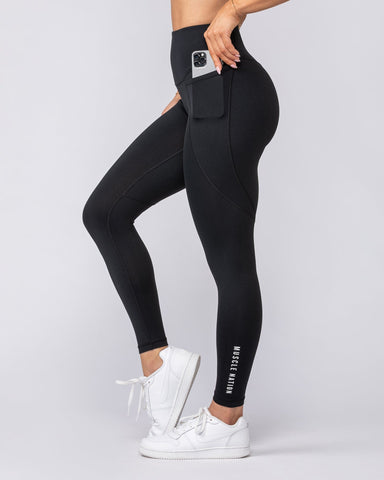 Signature Boost Pocket Ankle Length Leggings Black - Muscle Nation women's leggings