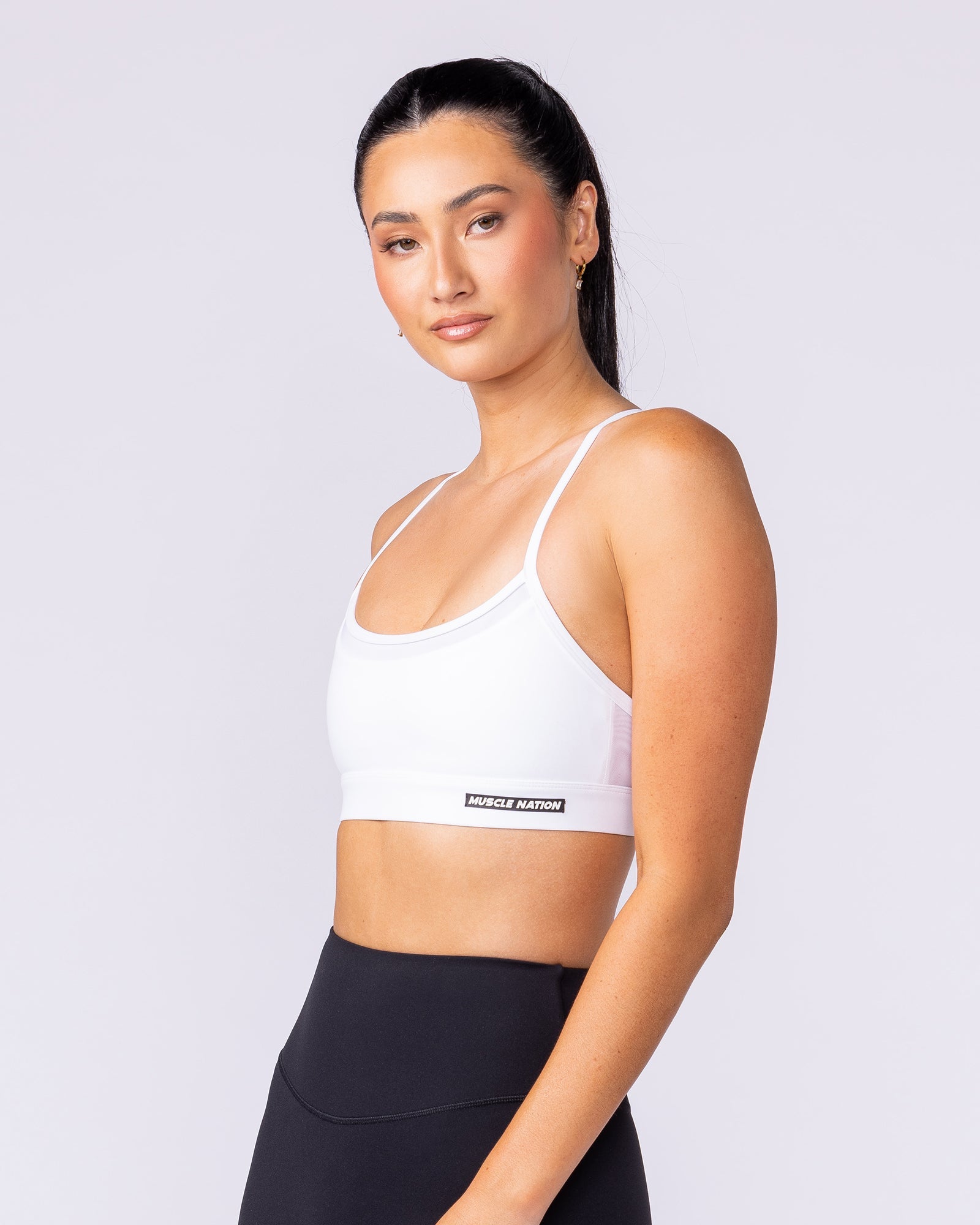 Stadium Bra White - Muscle Nation women's sports bra, view 3