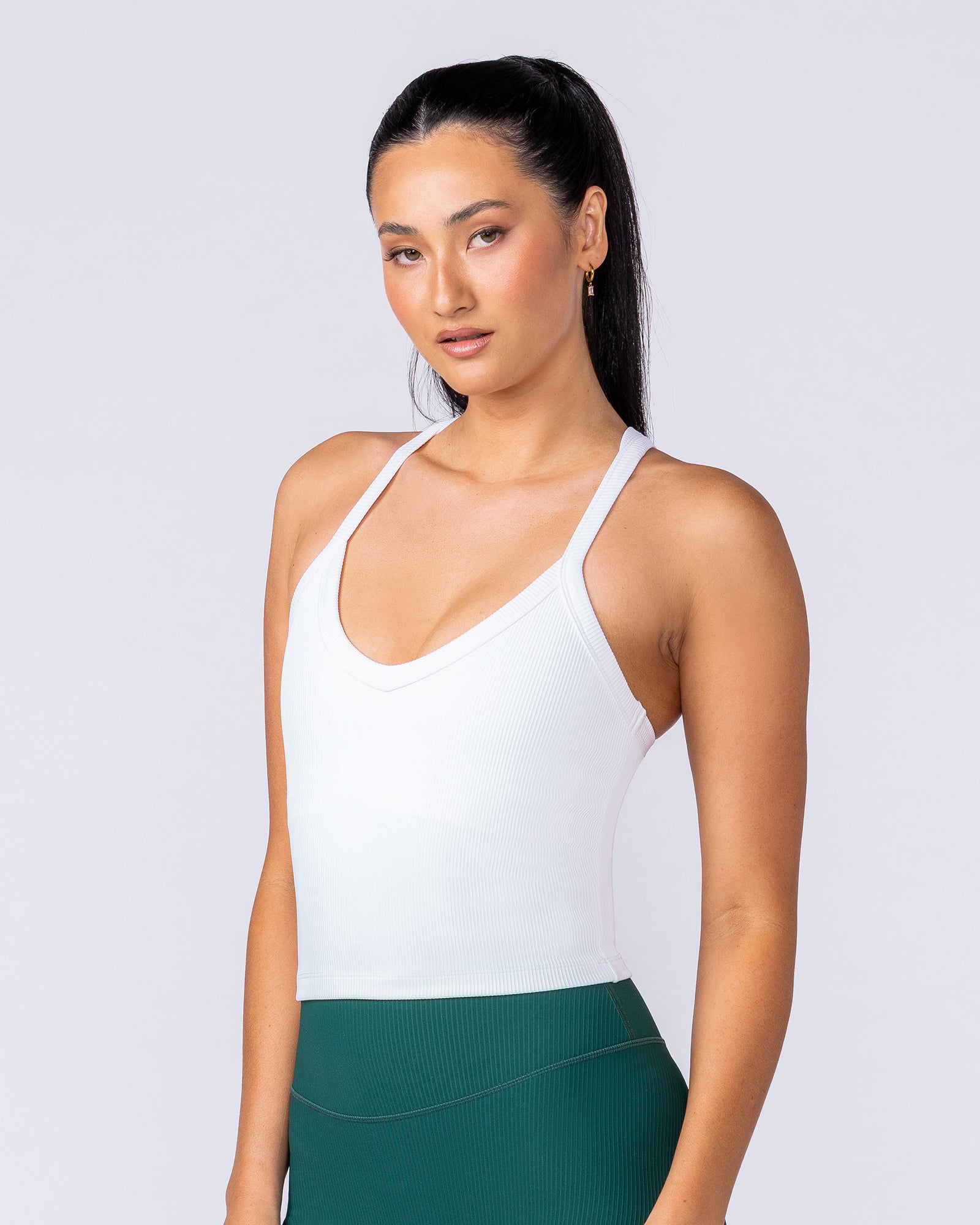 Stunner Rib Bra Tank White - Muscle Nation women's tank top, view 3
