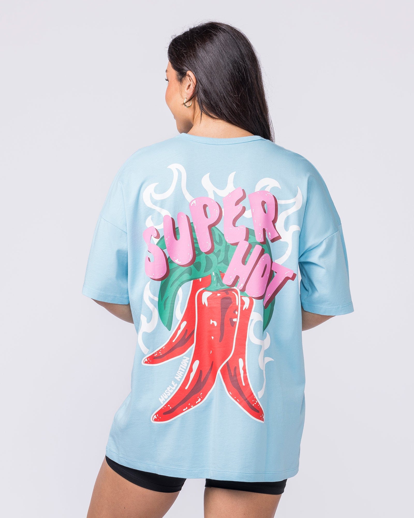 Super Hot Oversized Tee Lagoon - Muscle Nation women's gym tee, view 5