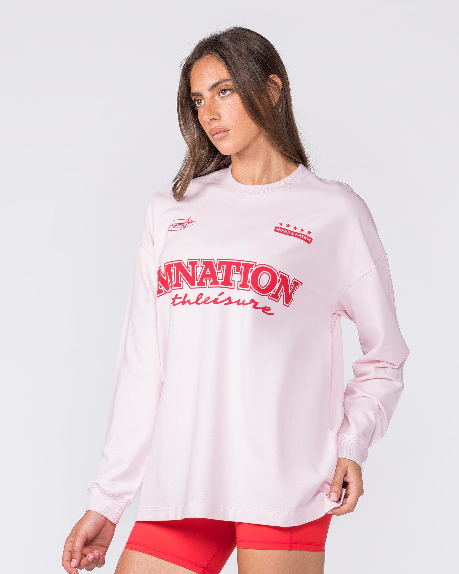 United Loopback Oversized Long Sleeve Top Babydoll - Muscle Nation women's long sleeve tee, view 4