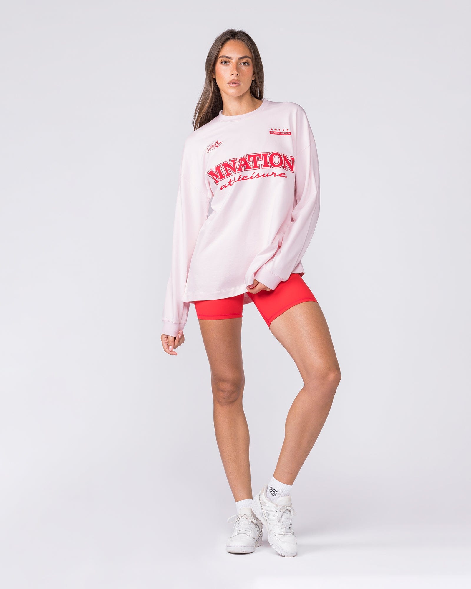 United Loopback Oversized Long Sleeve Top Babydoll - Muscle Nation women's long sleeve tee, view 6