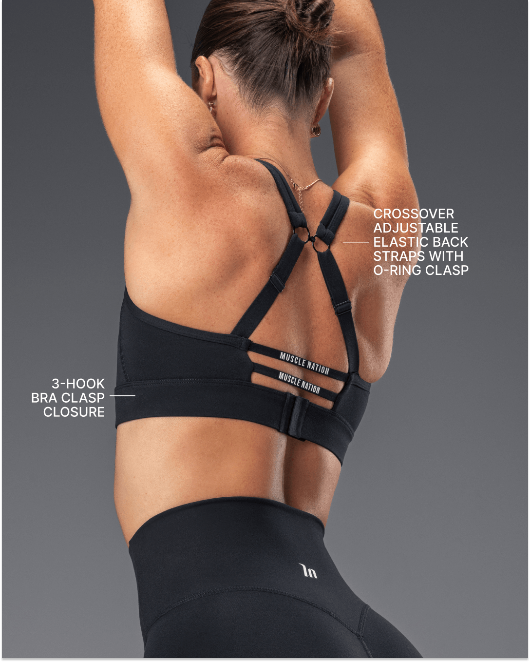 Elite Support Bra Black - Muscle Nation women's sports bra, view 2