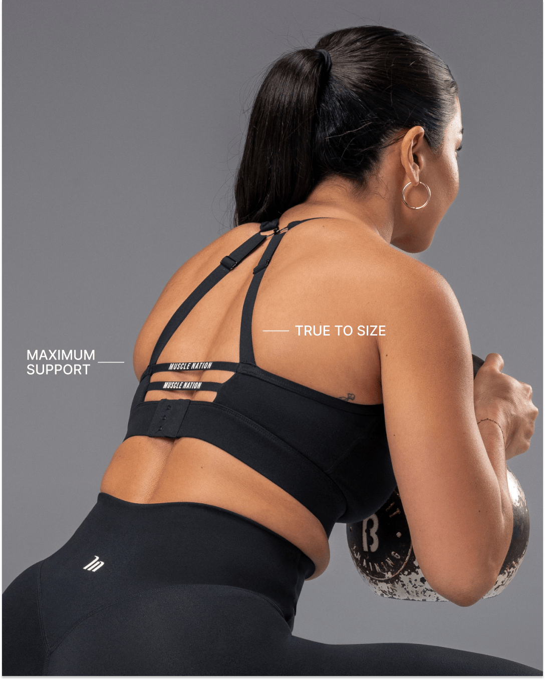Elite Support Bra Black - Muscle Nation women's sports bra, view 4