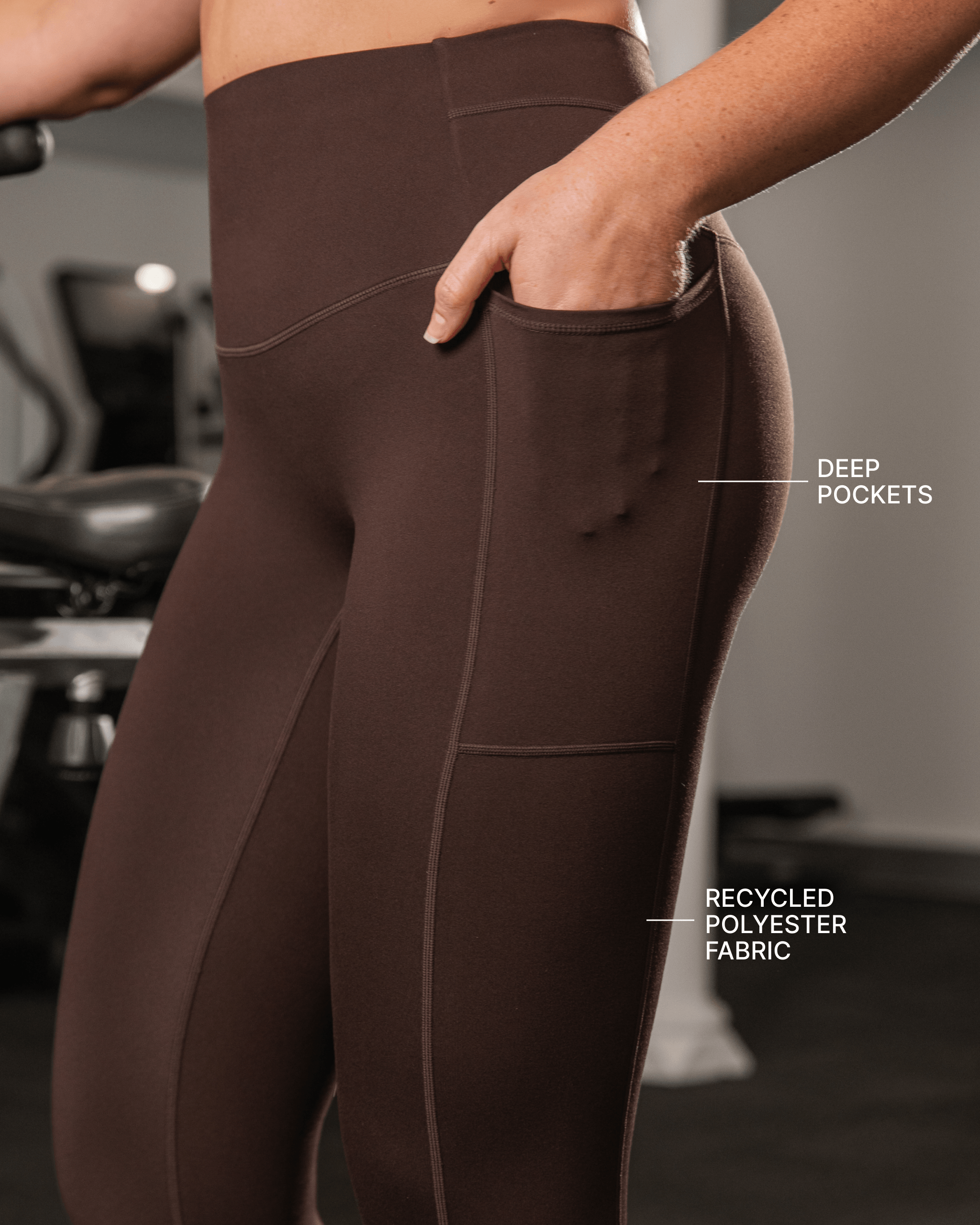 Unrivalled Everyday Pocket Ankle Leggings Cocoa - Muscle Nation women's leggings, view 11