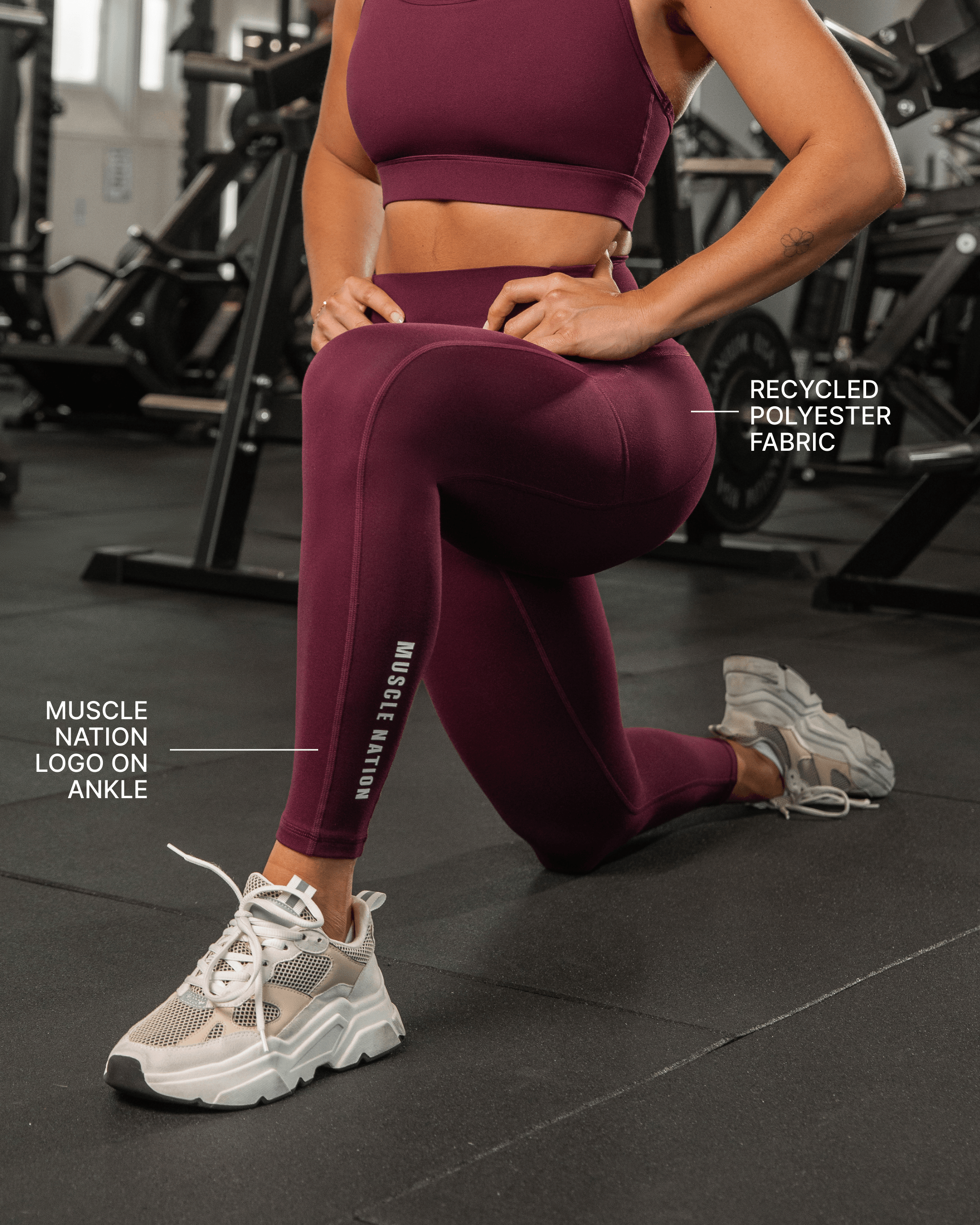 Unrivalled Everyday Pocket Ankle Leggings Sangria - Muscle Nation women's leggings, view 2