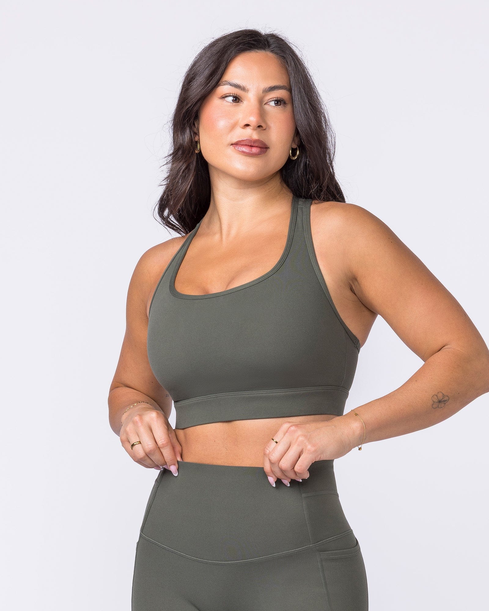 Unrivalled Moulded Bra Eucalyptus - Muscle Nation women's sports bra, view 3