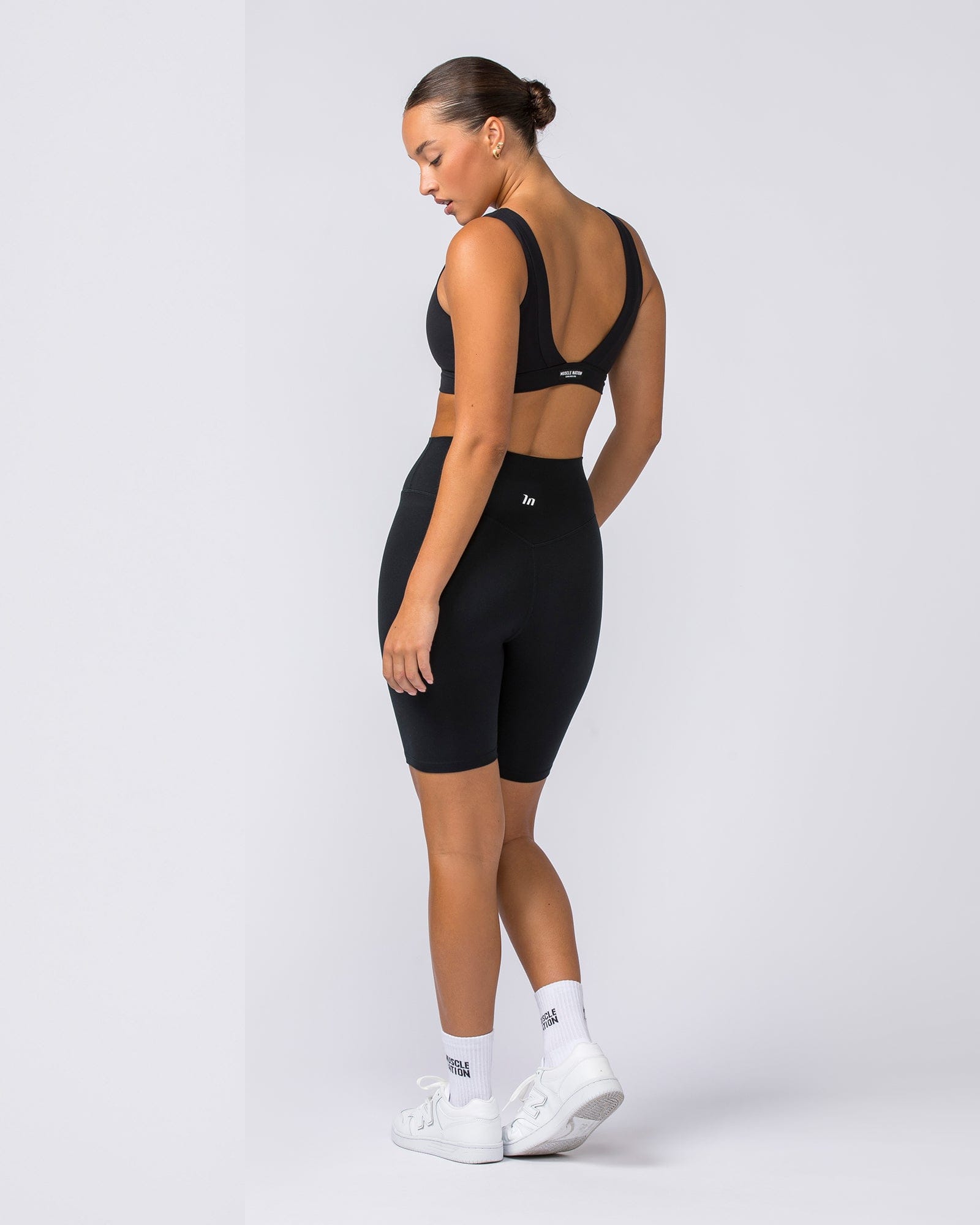 Zero Rise Everyday Referee Length Shorts Black - Muscle Nation women's gym shorts, view 7