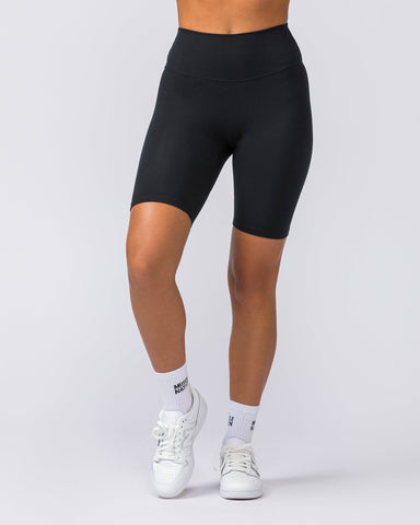Zero Rise Everyday Referee Length Shorts Black - Muscle Nation women's gym shorts, view 2