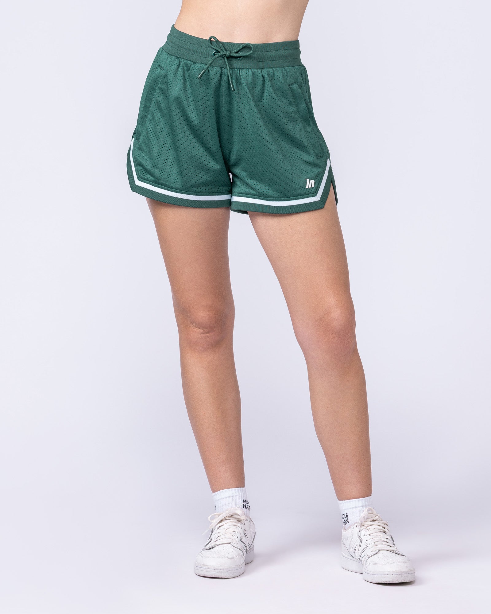 Womens 3" Basketball Shorts Evergreen - Muscle Nation women's gym shorts, view 3